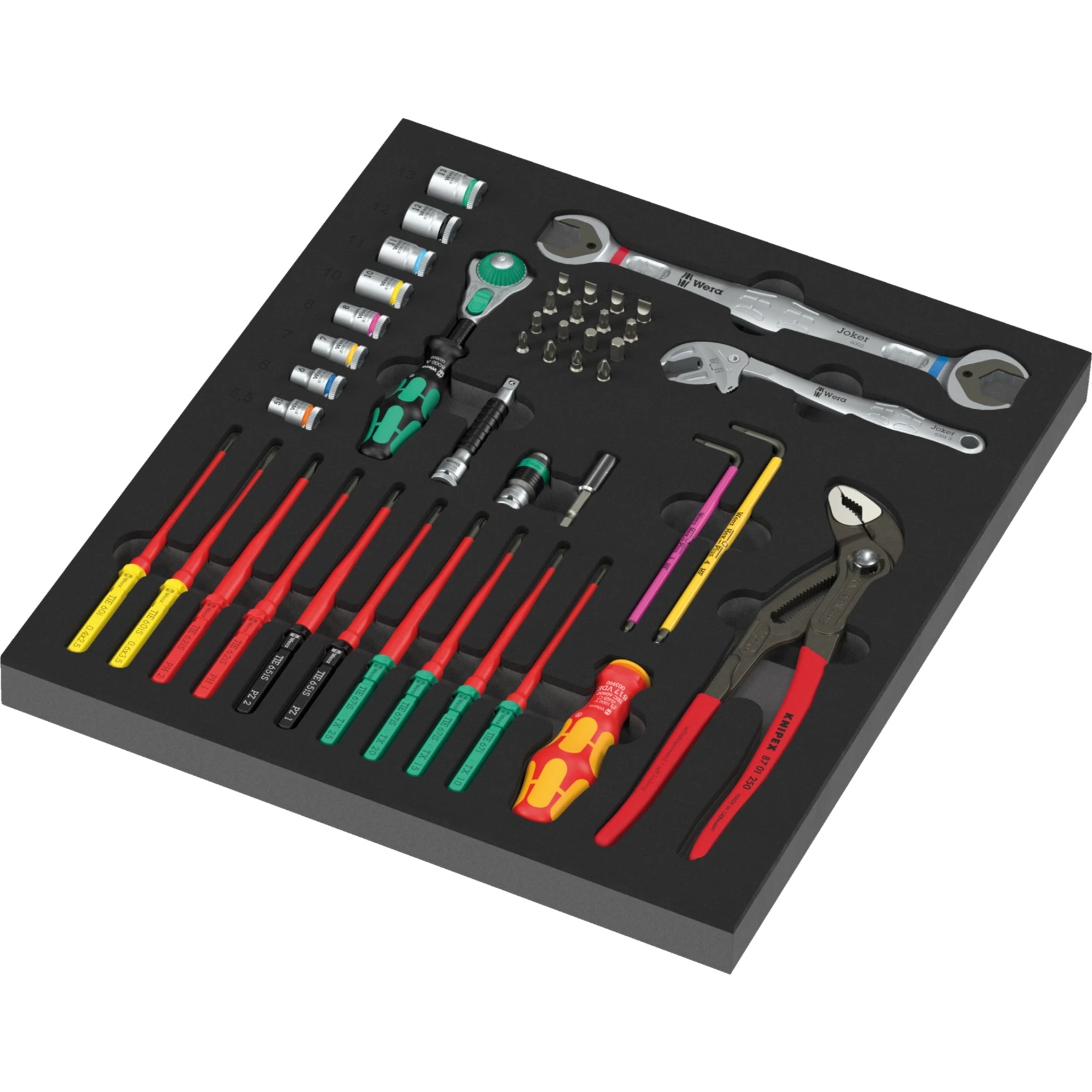 Insert en mousse 9753 avec jeu Kraftform Kompakt 1 Maintenance, 45 pièces - Wera 05150153001