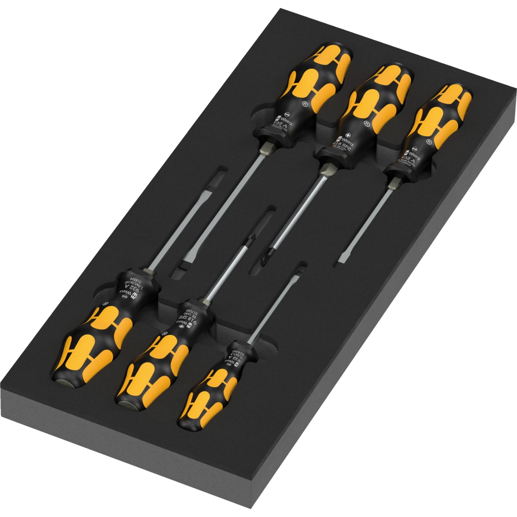 Insert en mousse 97113 tournevis-burins Kraftform série 900 Set 2, PZ et fente, 7 pièces - Wera 05150171001