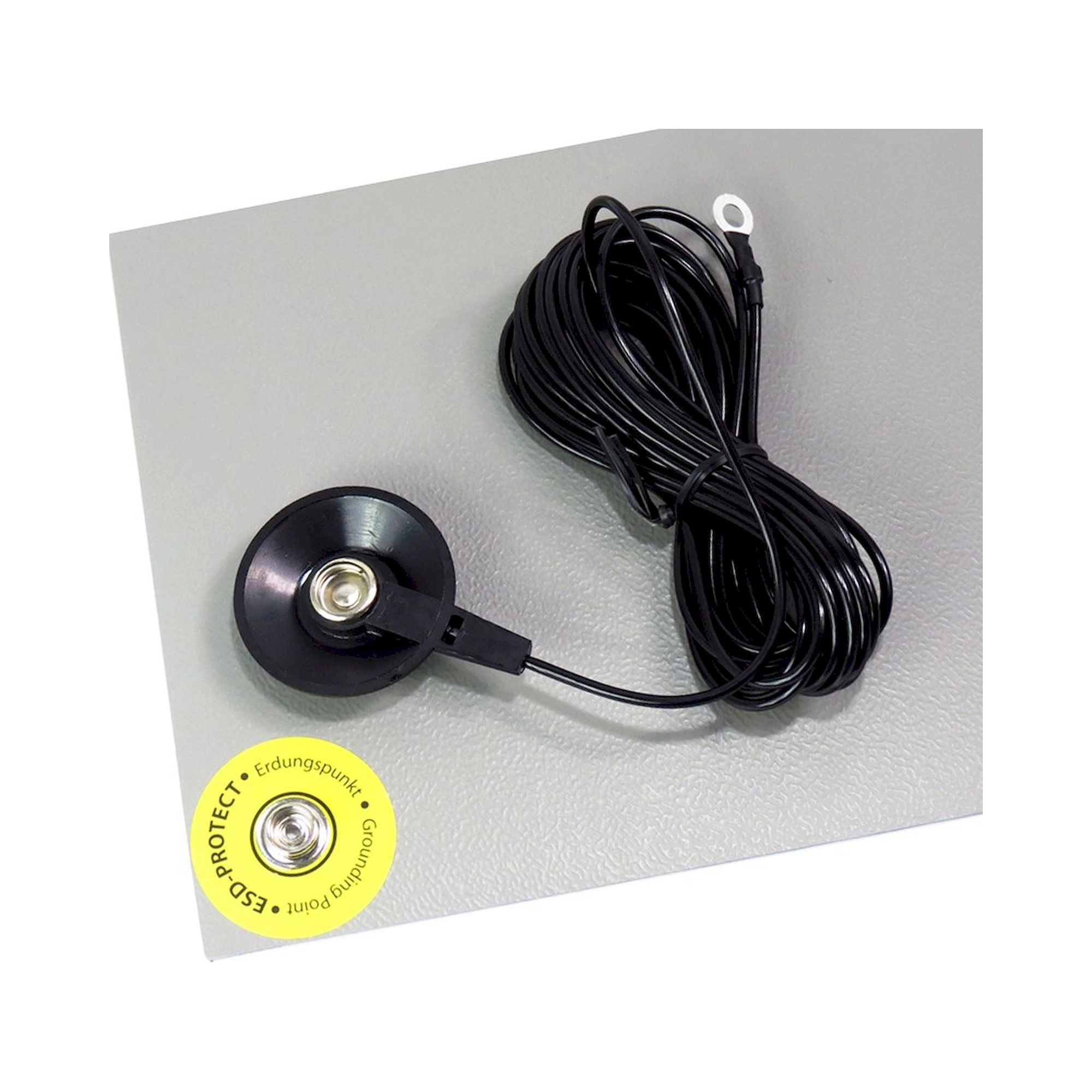ESD ground cord 4.50 m, DK10 base stud to M5 ring terminal - A1-ESD EP0103003