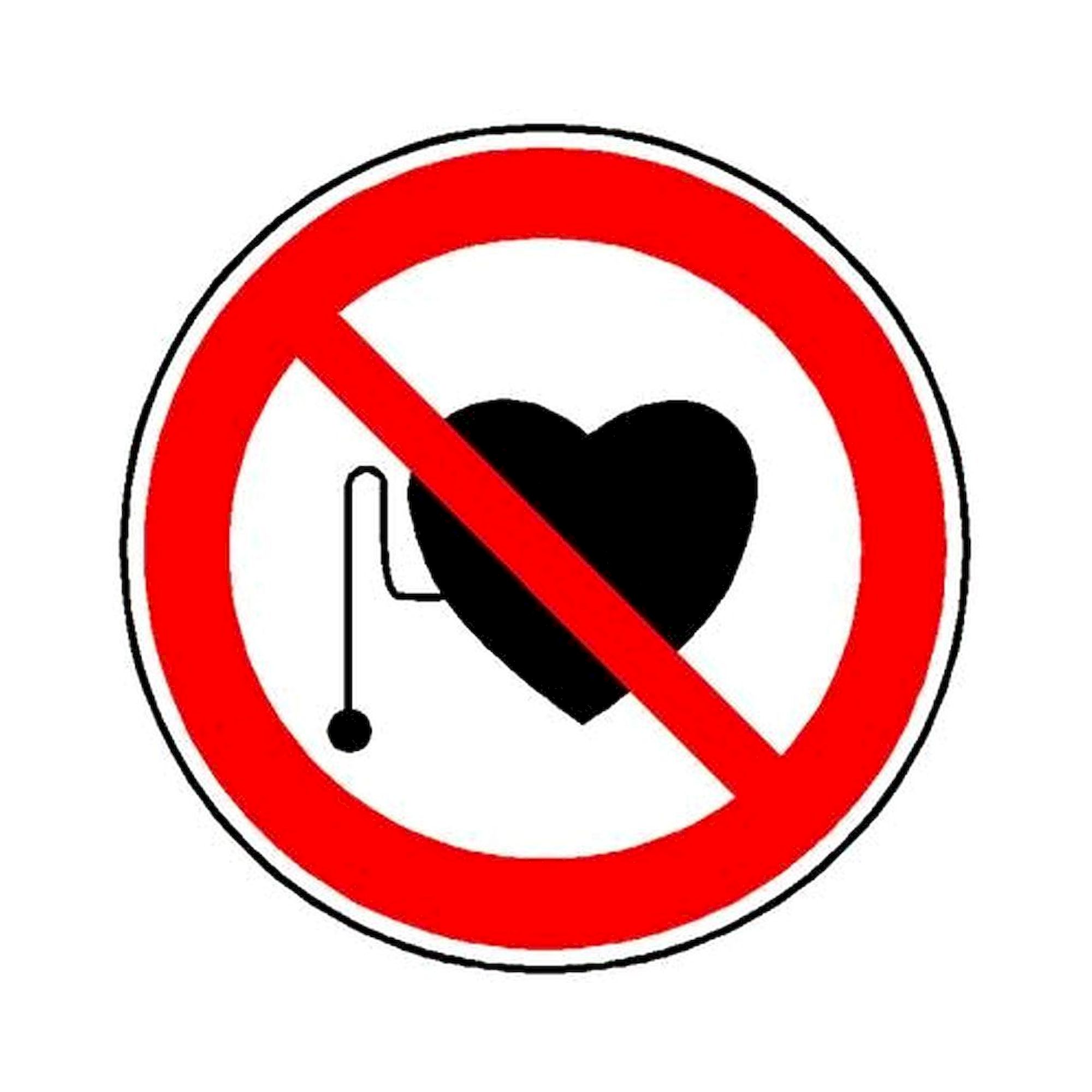 Warnschild Herzschrittmacher, D=10 cm