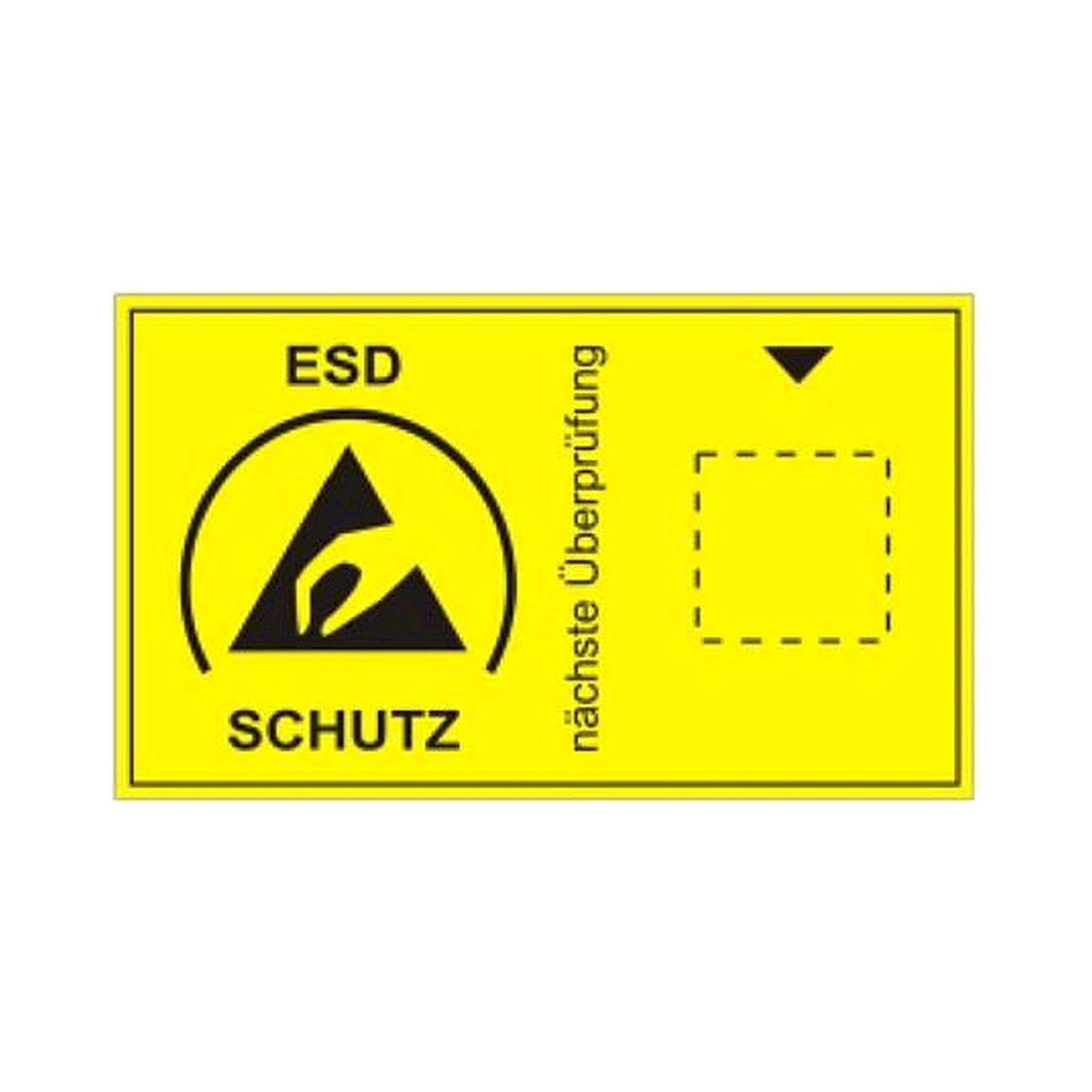 Prüfkennzeichnungsschild ESD gelb