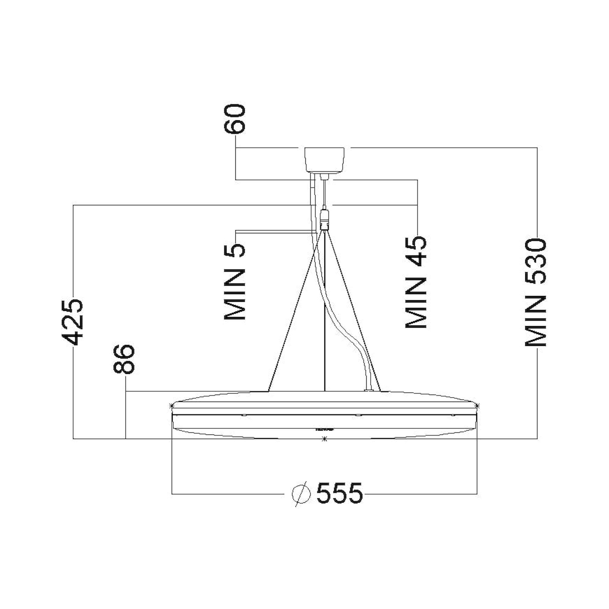 Glamox A35-P555 luminaire décoratif, 4470 lm, 3000 K, commutable