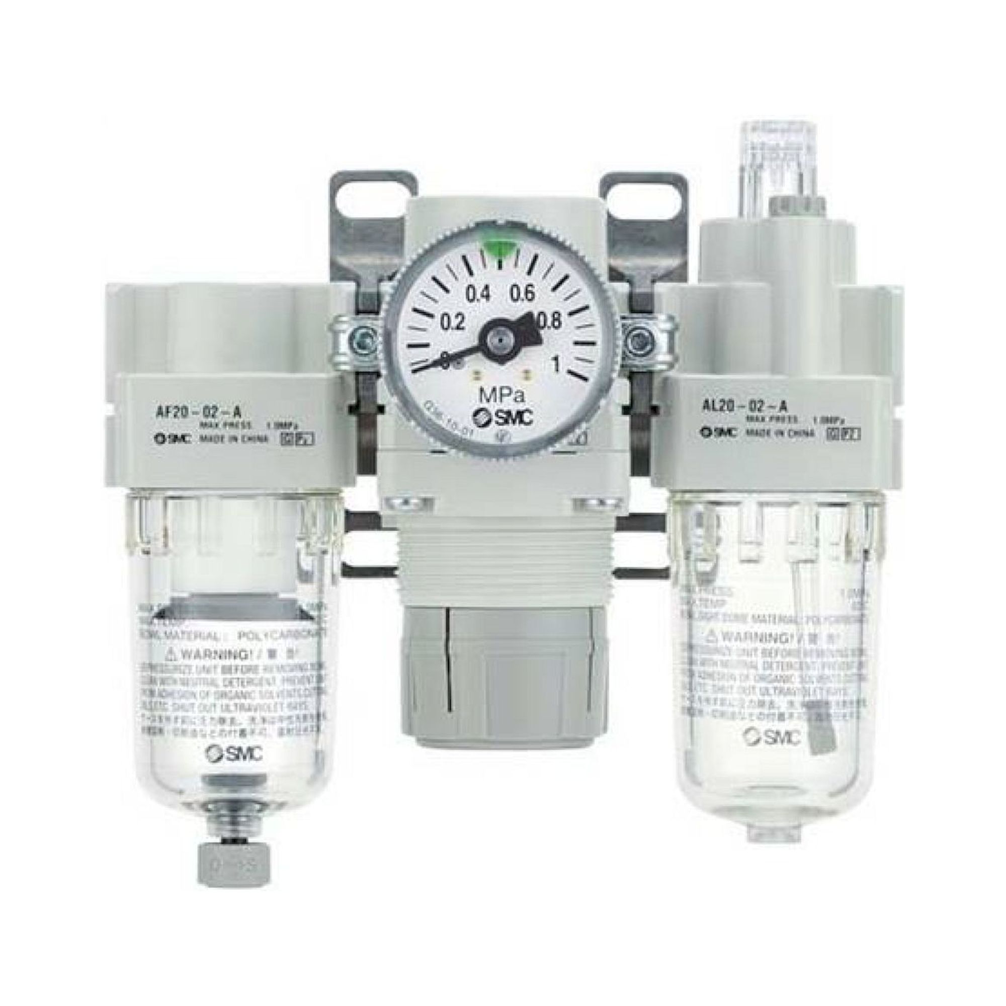 SMC AC25-N03-3Z-A. AC10-40-A (FRL), Modular Type, Air Filter + Regulator + Lubricator
