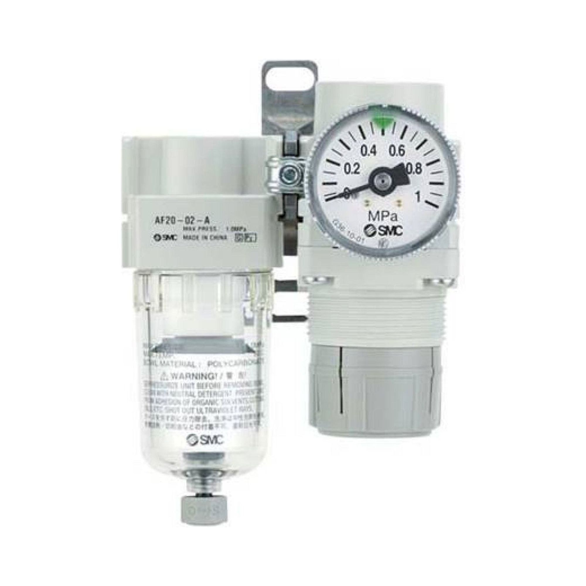 SMC AC20B-F02CG-C-A. AC10B-40B-A (FRL), Modular Type, Air Filter + Regulator