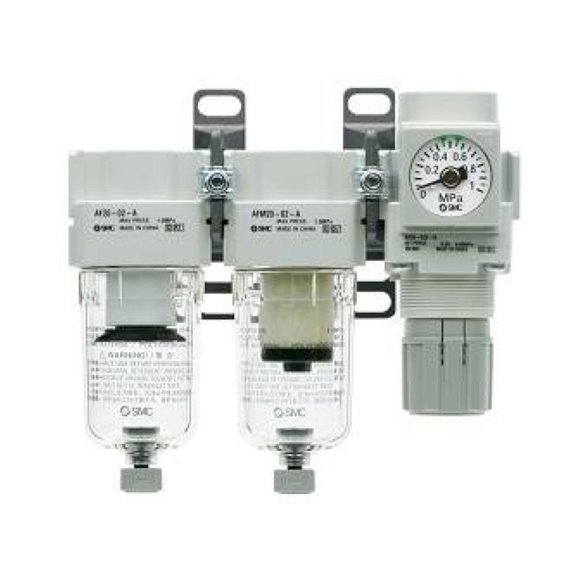 SMC AC20-F02-B. AC20-B bis AC60-B, Kombinierte Wartungseinheit, Luftfilter + Regler + Druckluftöler