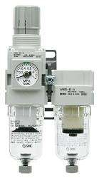 SMC AC30C-F03-V-B. AC20C-B to AC40C-B, Modular Type, Air Filter + Mist Separator + Regulator