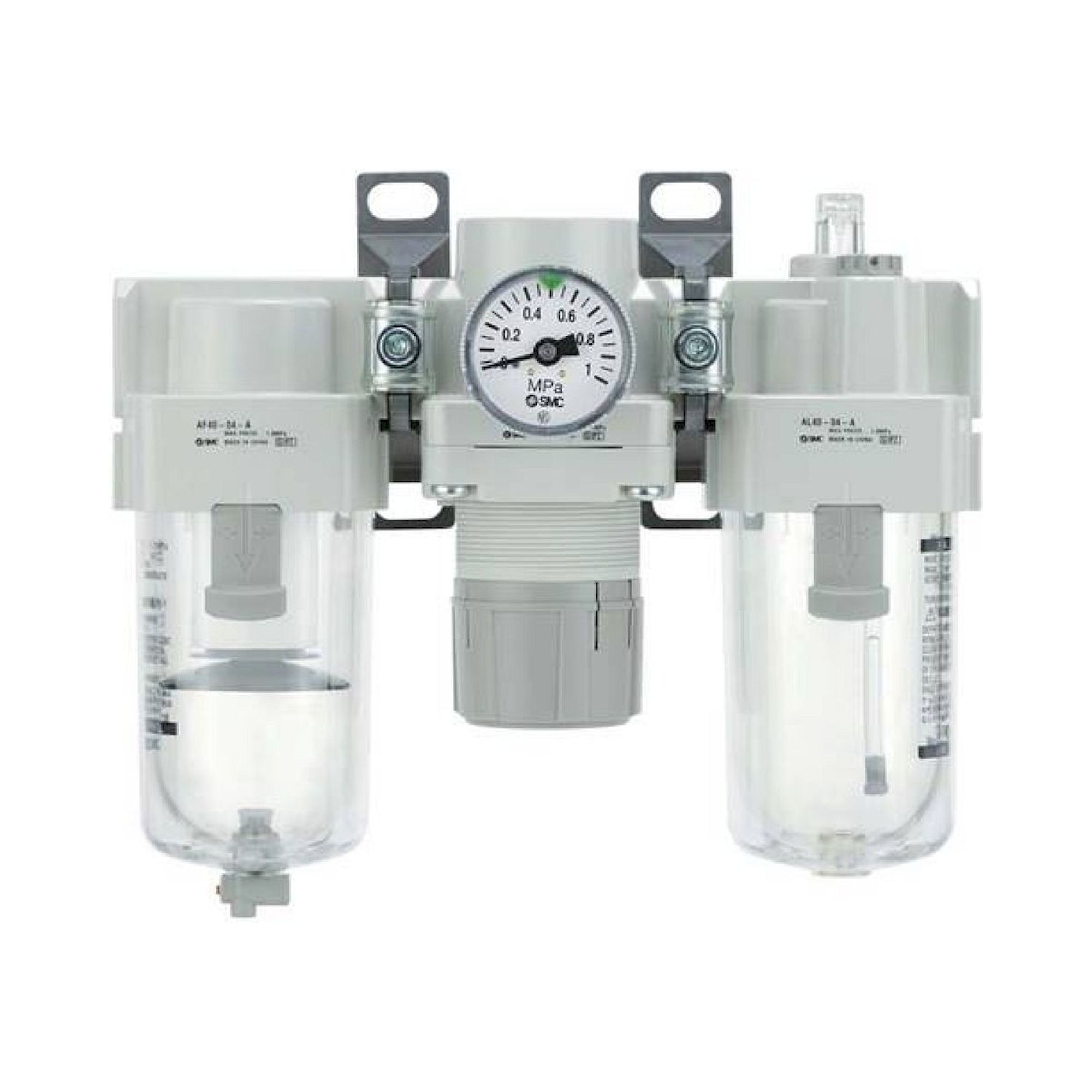 SMC AC30-F03CG-KS-A. AC10-40-A, Wartungsgeräte (neue FRL) in Modulbauweise, Luftfilter + Regler + Druckluftöler