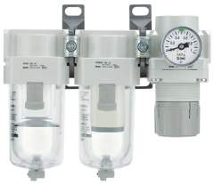 SMC AC40C-F04DG-S-R-A. AC20C-40C-A (FRL), Modular Type, Air Filter + Mist Separator + Regulator