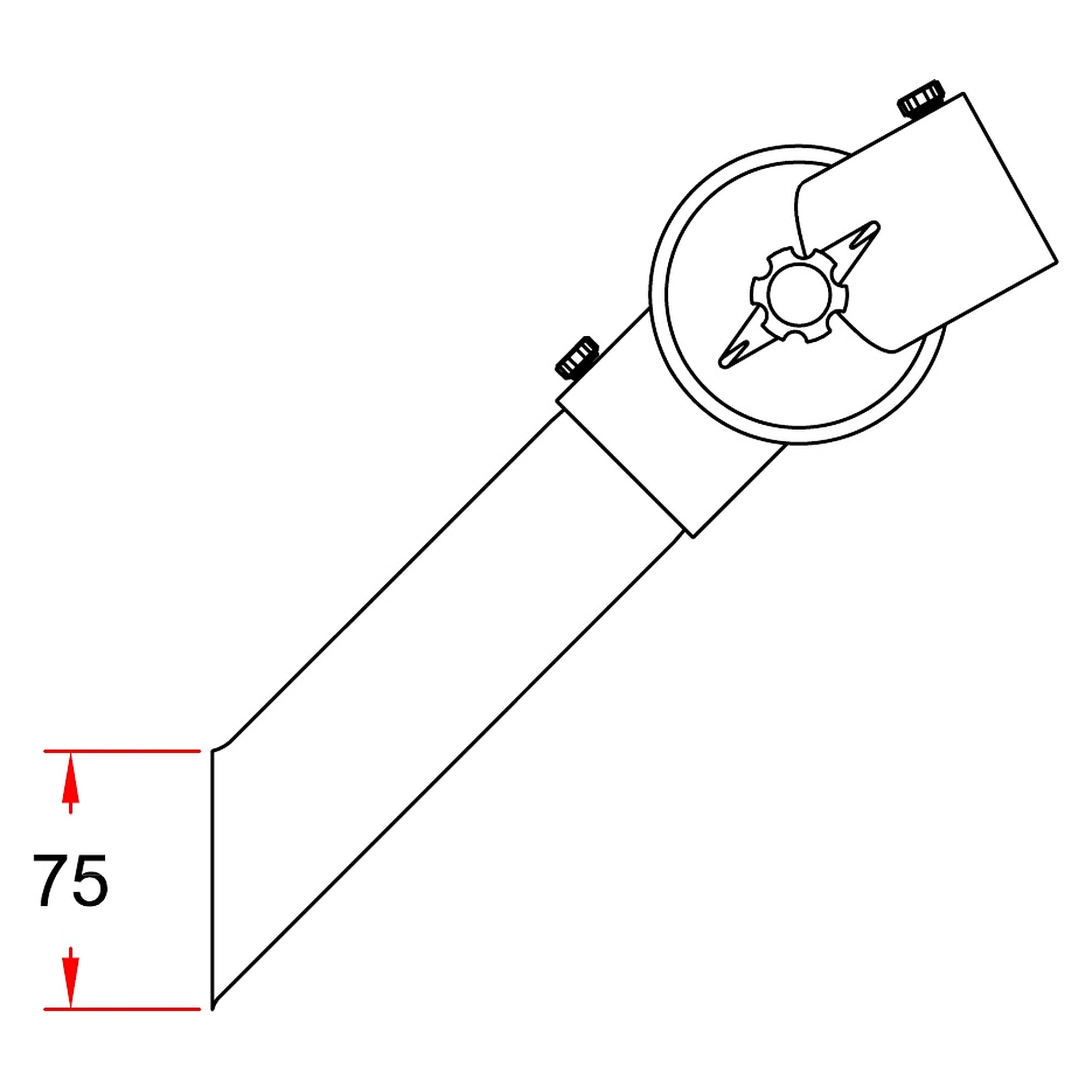 Extraction nozzle DN50, 210 mm long, anodised aluminium, silver - Alsident 1-5021-001