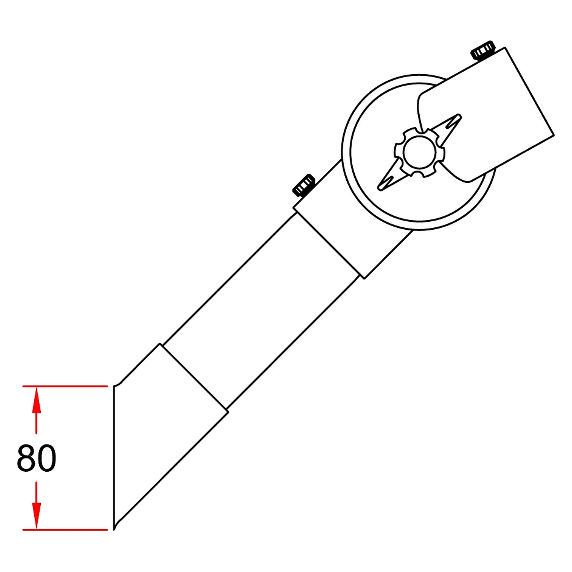 Extraction nozzle DN50, 210 mm long, aluminium with PP mouth - Alsident 1-5022