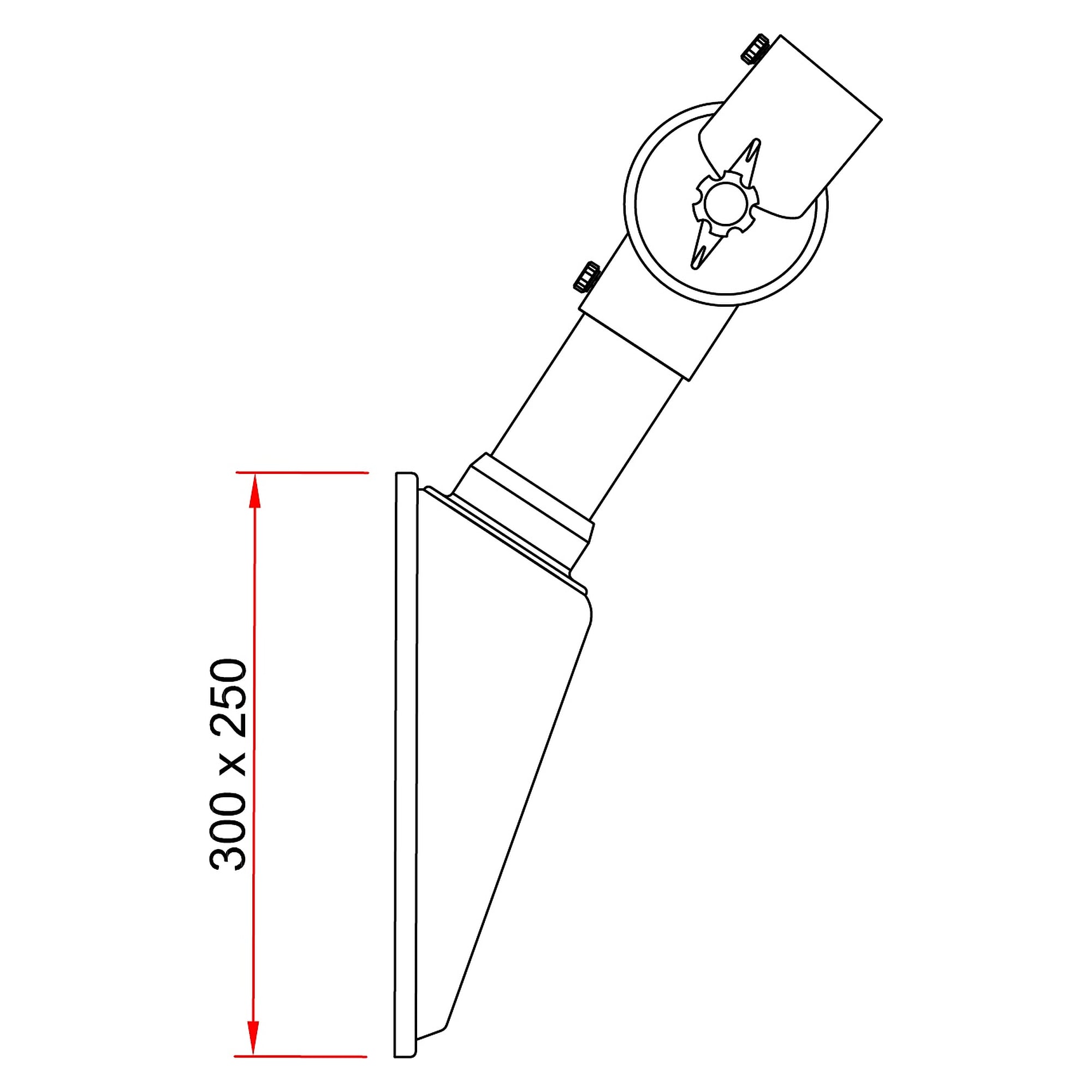 Extraction hood DN50, rectangular, 300 x 250 mm, flange -050, variant 001 - Alsident 1-502422-050-001