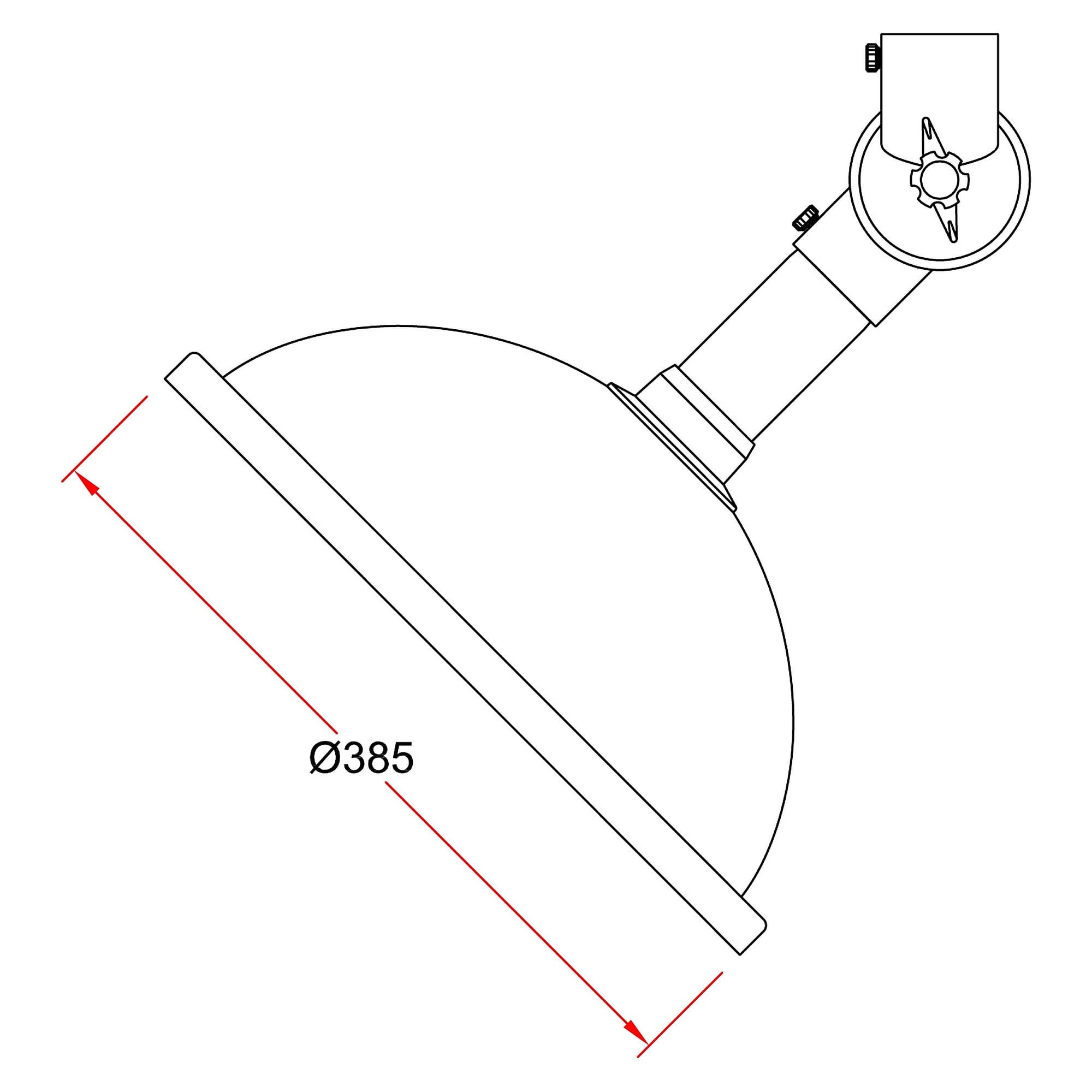 Round hood DN50, Ø 385 mm, flange -050, variant 001 - Alsident 1-5035-050-001