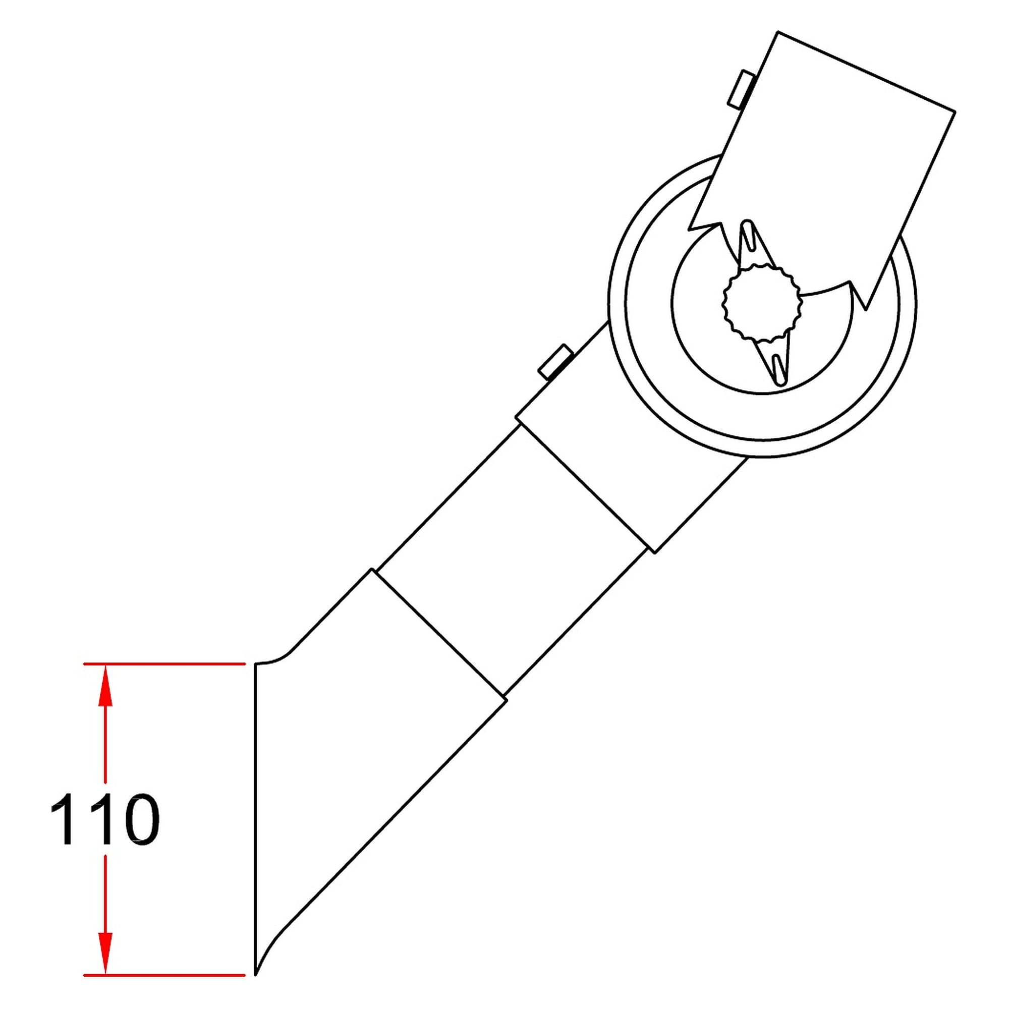 Buse d'aspiration DN63, longueur 250 mm, PP résistant aux produits chimiques, blanche - Alsident 1-6325-7-5