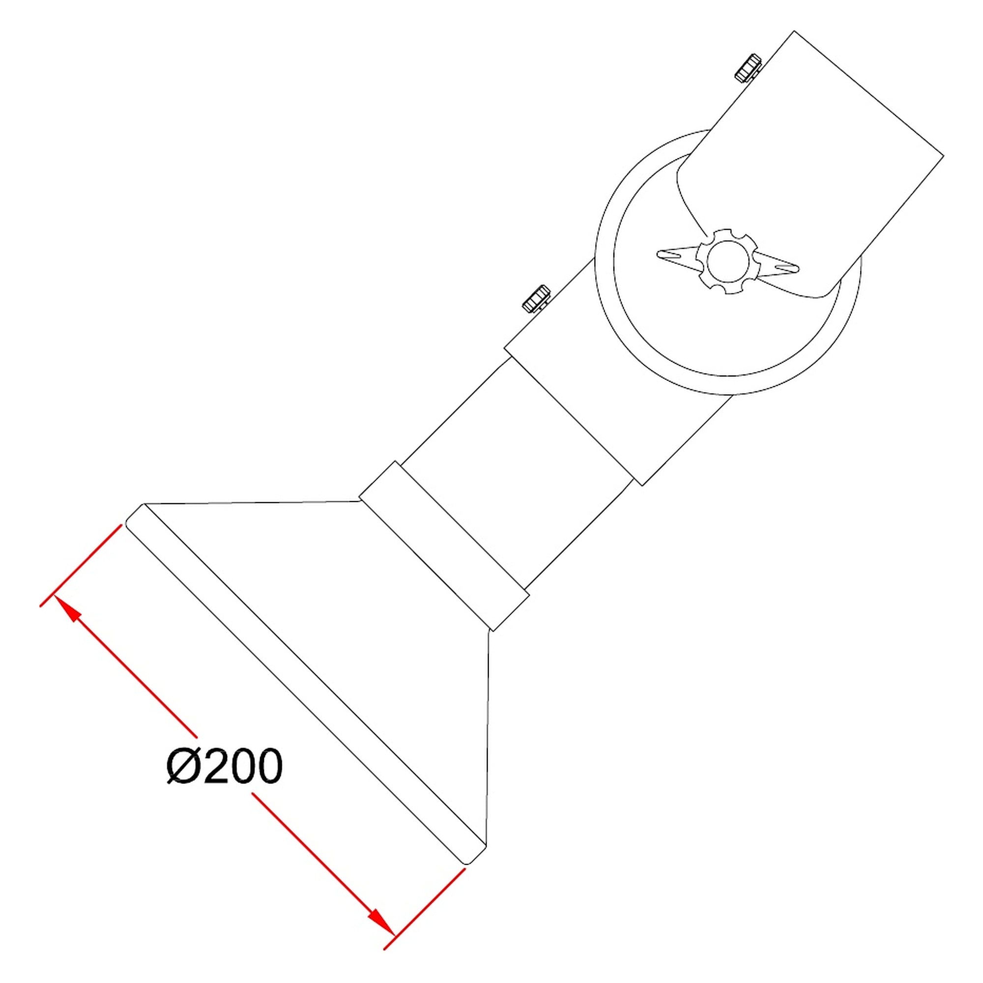 Hotte ronde ESD DN75 200 mm conductrice noir - Alsident 1-7524-6