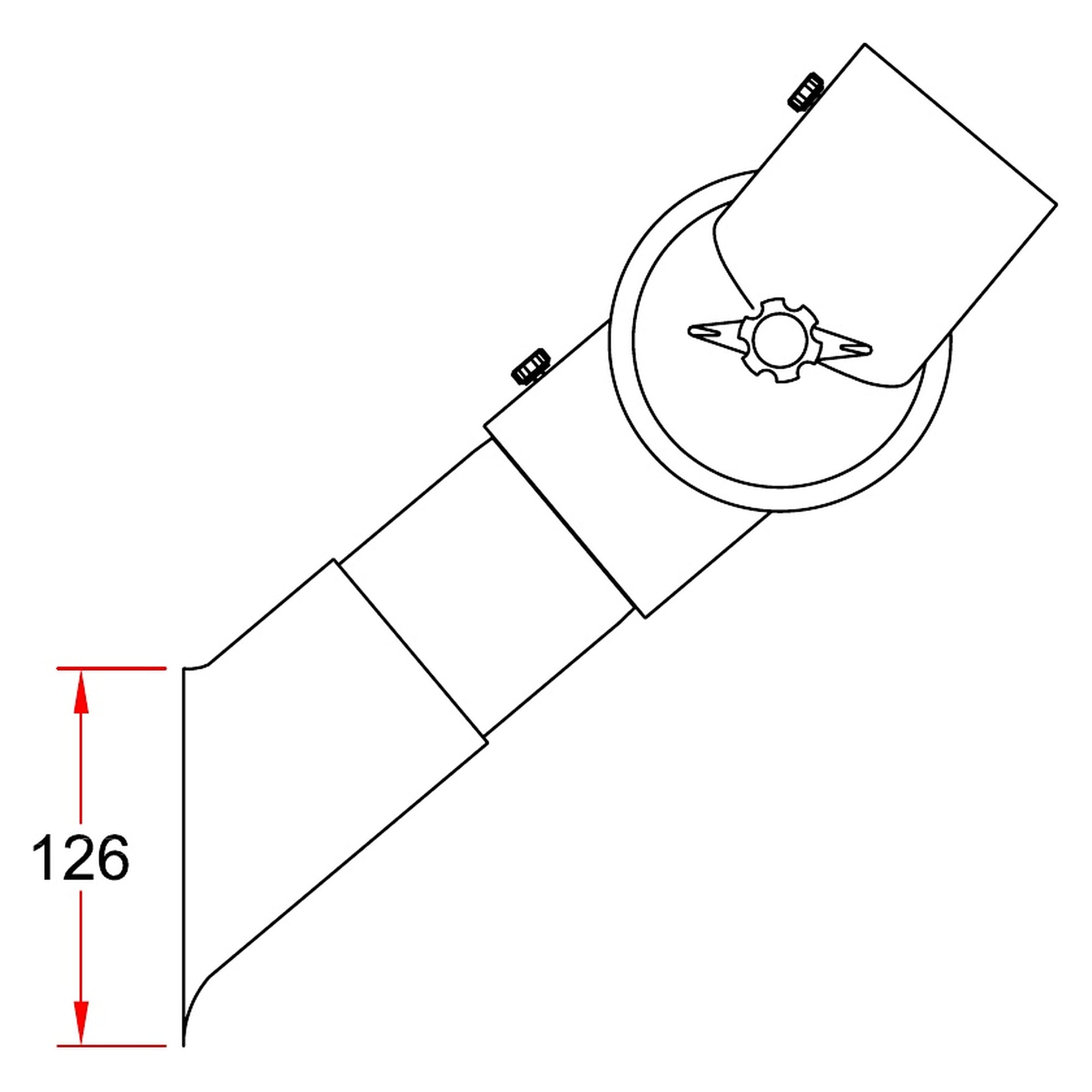 Suction nozzle DN75 with projecting tip, length 250 mm, white polypropylene - Alsident 1-7526-5