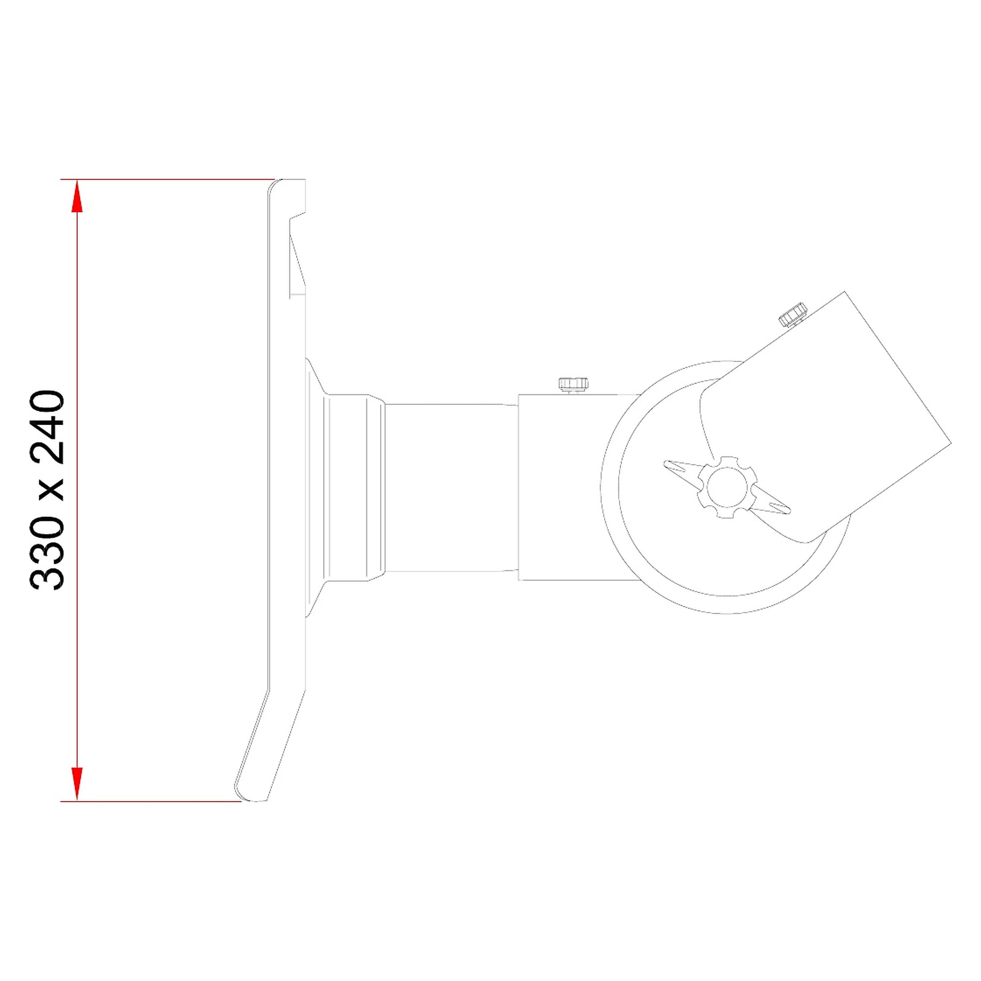 Flachhaube DN75, eckig, 330 x 240 mm, transparentes PETG, Flansch rot - Alsident 1-753324-4