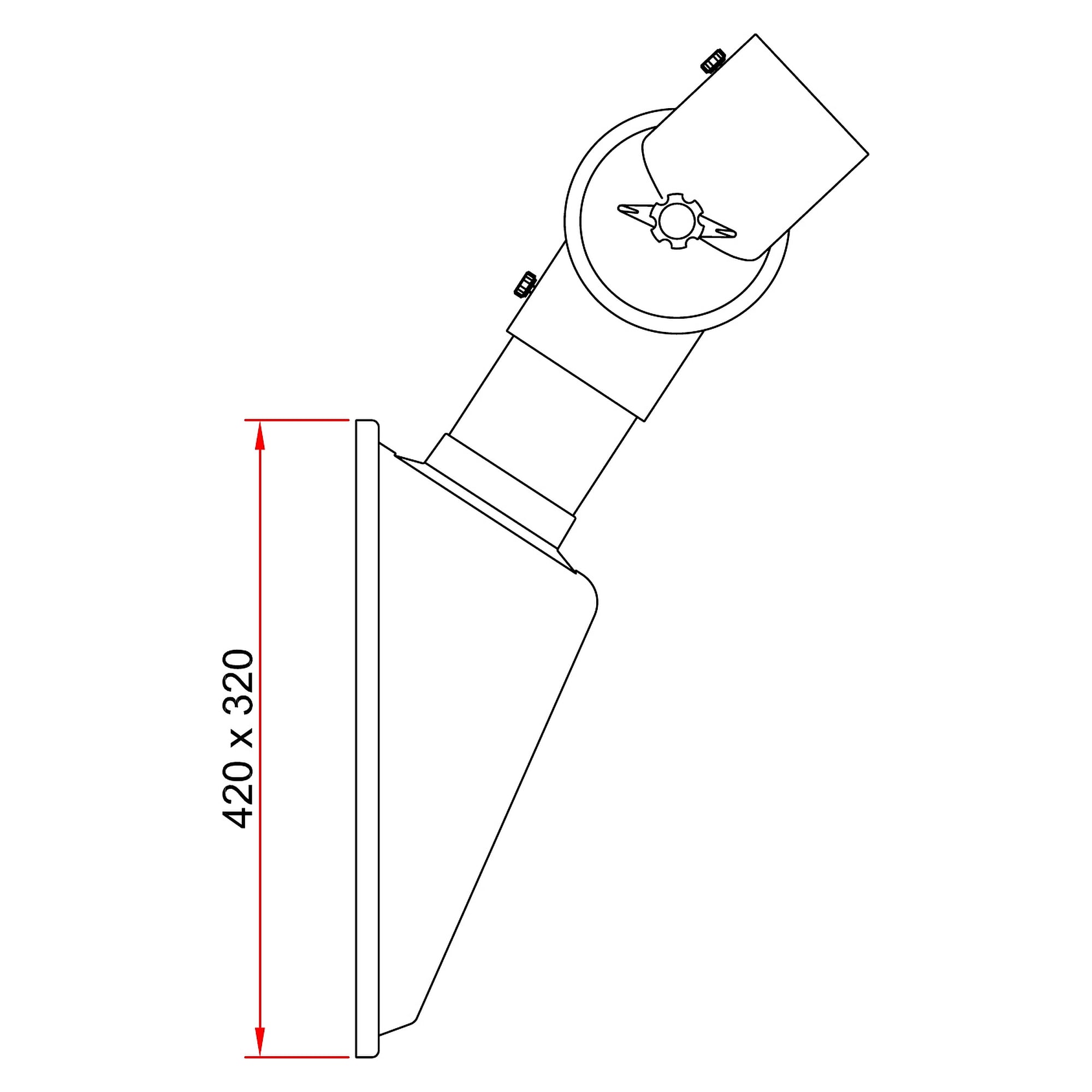 Extraction hood square DN75 420x320 mm transparent PETG - Alsident 1-754232-5