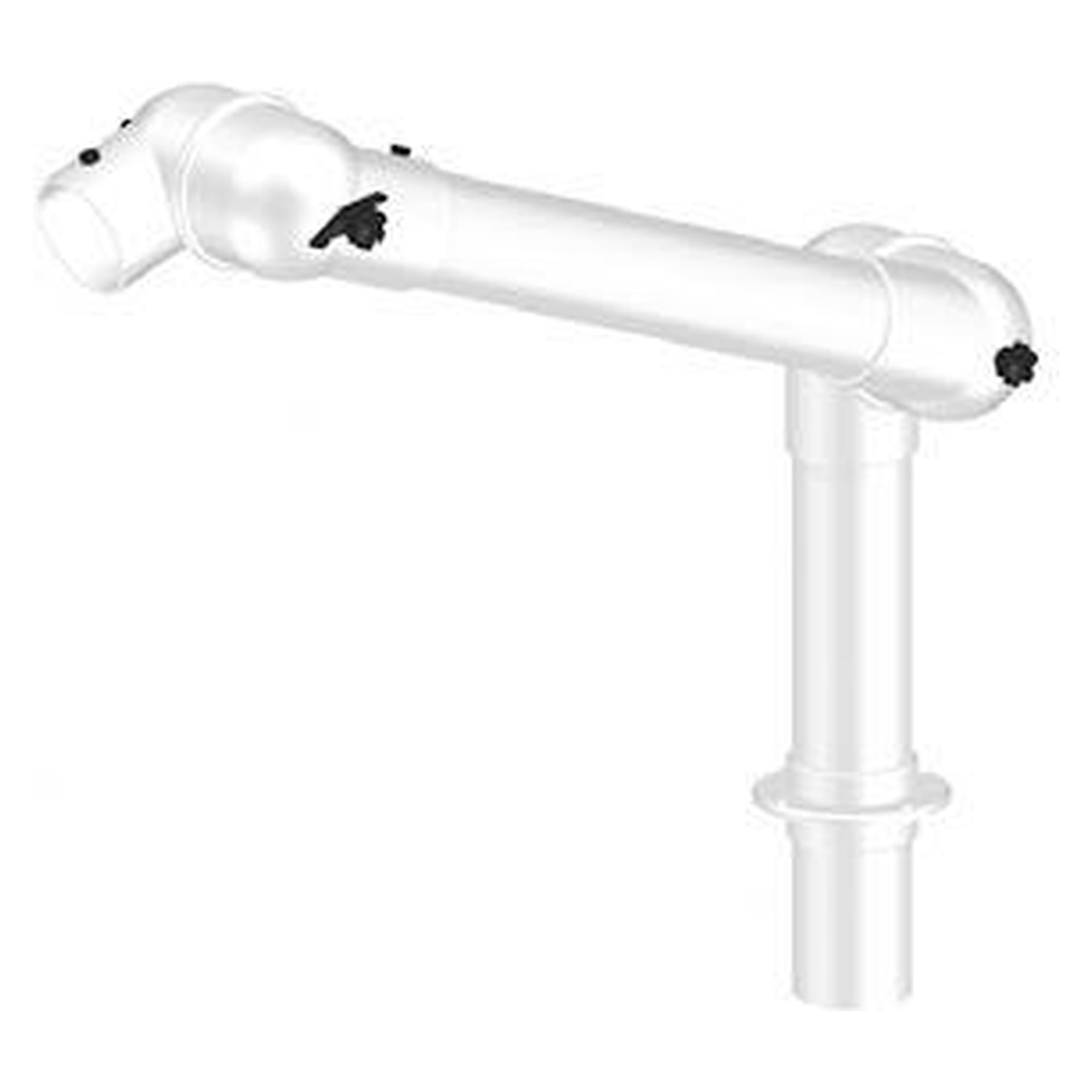 Absaugarm DN75 chemikalienbeständig, 2 Gelenke, 550 mm, weiß, Tischmontage - Alsident 75-35-1-7-5