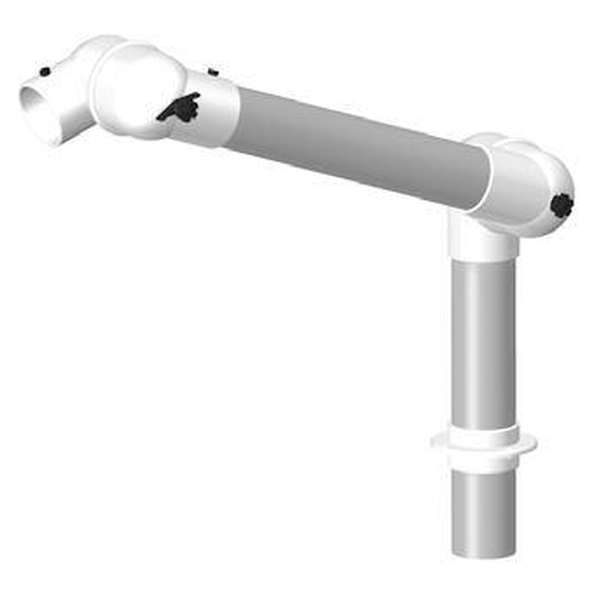 Extraction arm DN75, 2 joints, 650 mm, red, table mount - Alsident 75-45-1-4