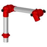 Alsident 50-57-1-4. Extraction arm system DN50 2 joints, 745 mm, red - table mounting