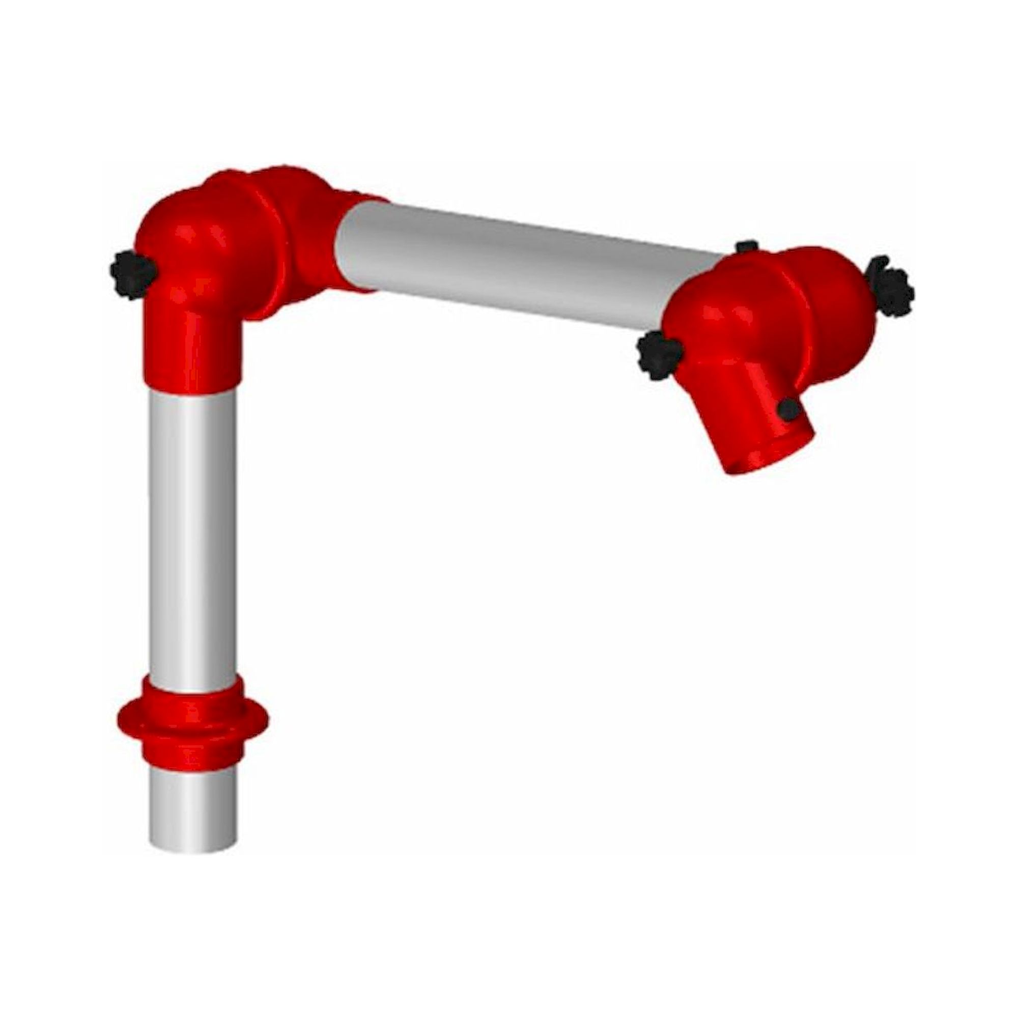 Alsident 75-55-1-4. Extraction arm system DN75, 2 joints, 600 mm, red - table mounting