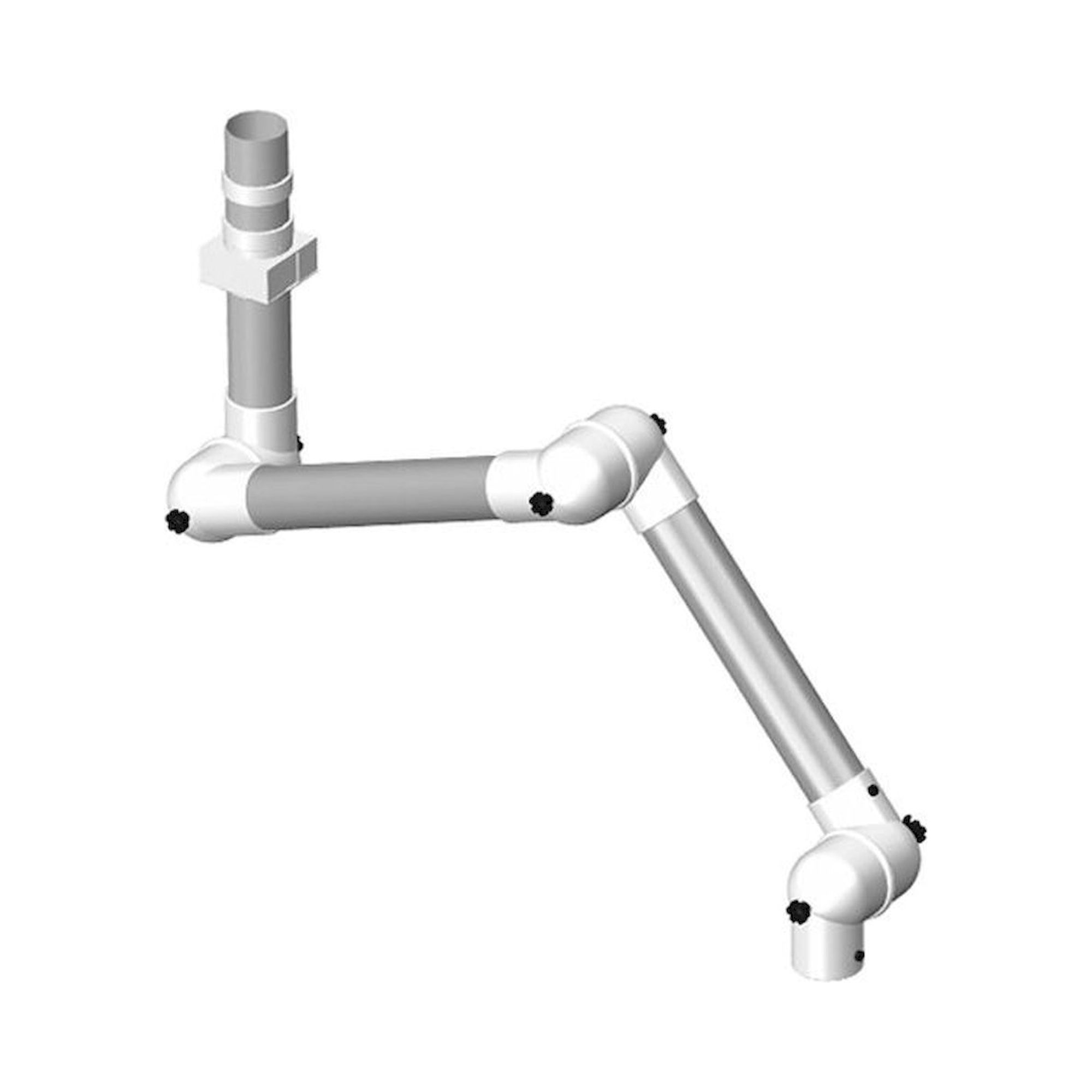Alsident 75-9065-3-7. Absaugarm System DN75, 3 Gelenke, 1550 mm, weiß - Deckenmontage, chemisch beständig