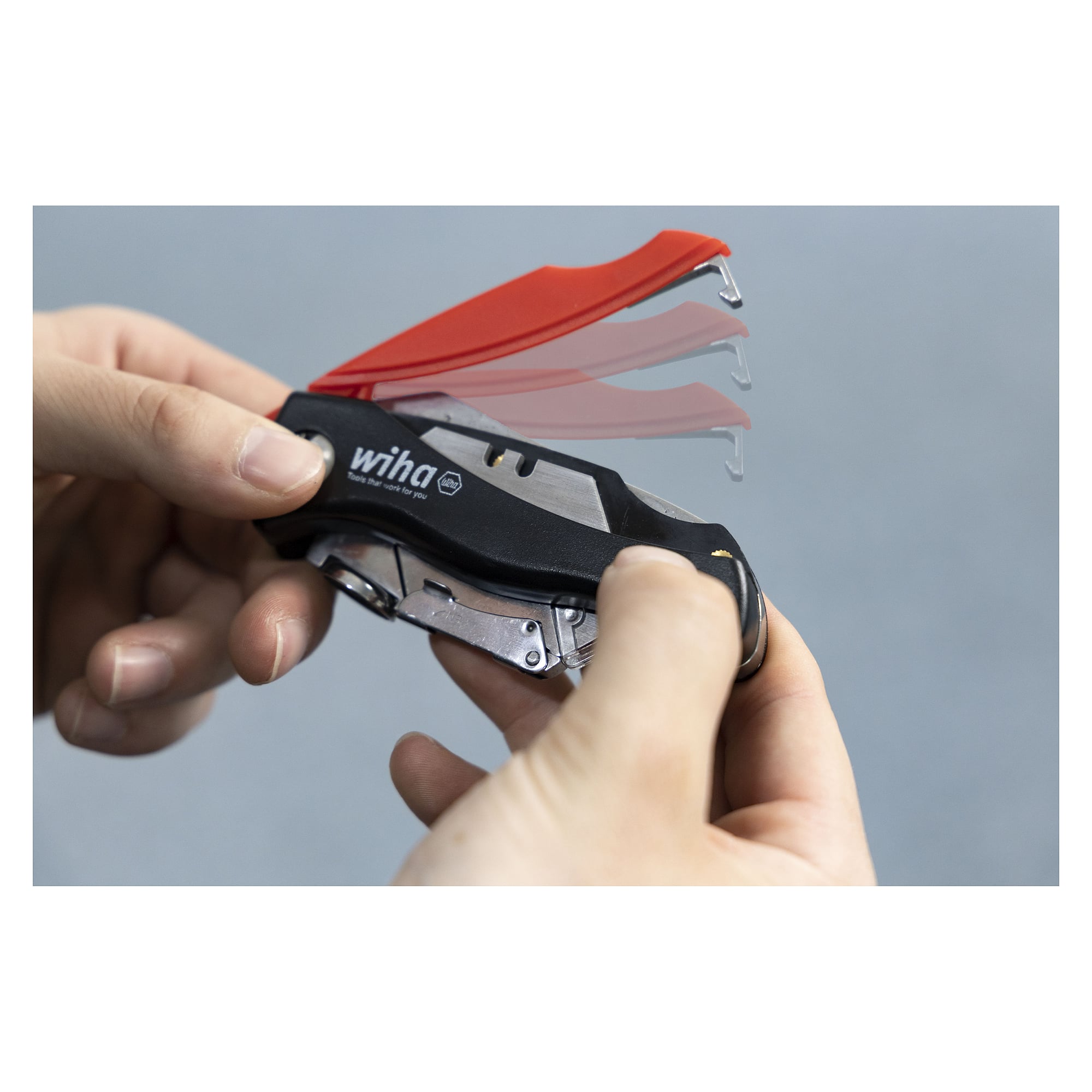 Klappmesser mit 6 Trapezklingen inkl. Ersatzklingendepot - Wiha 45425
