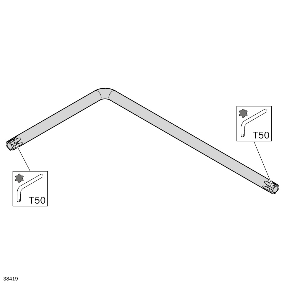 Clé coudée Torx 50/Torx 50, longueur 200 mm, acier nickelé - Bosch Rexroth 3842558181