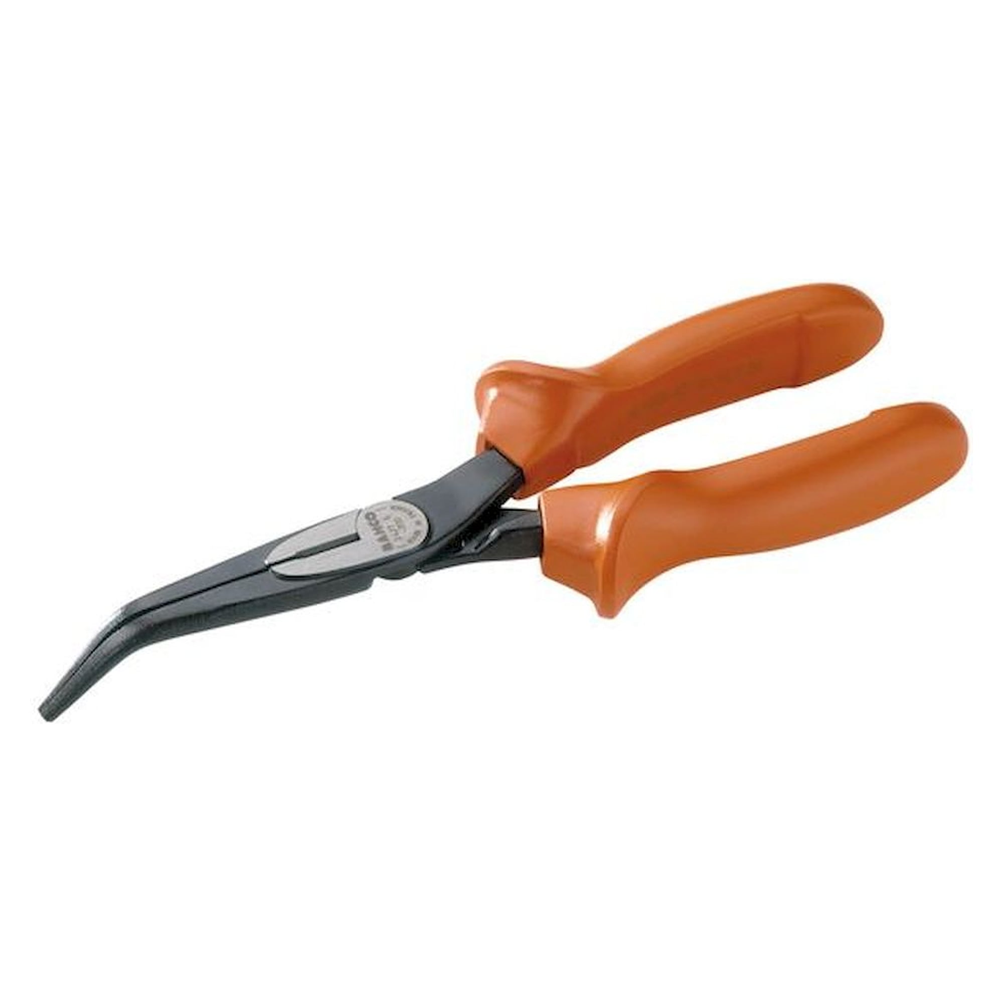 Bahco 2427 S-200. Flat nose pliers with 45° angled tip and insulated handles, phosphated, 200 mm