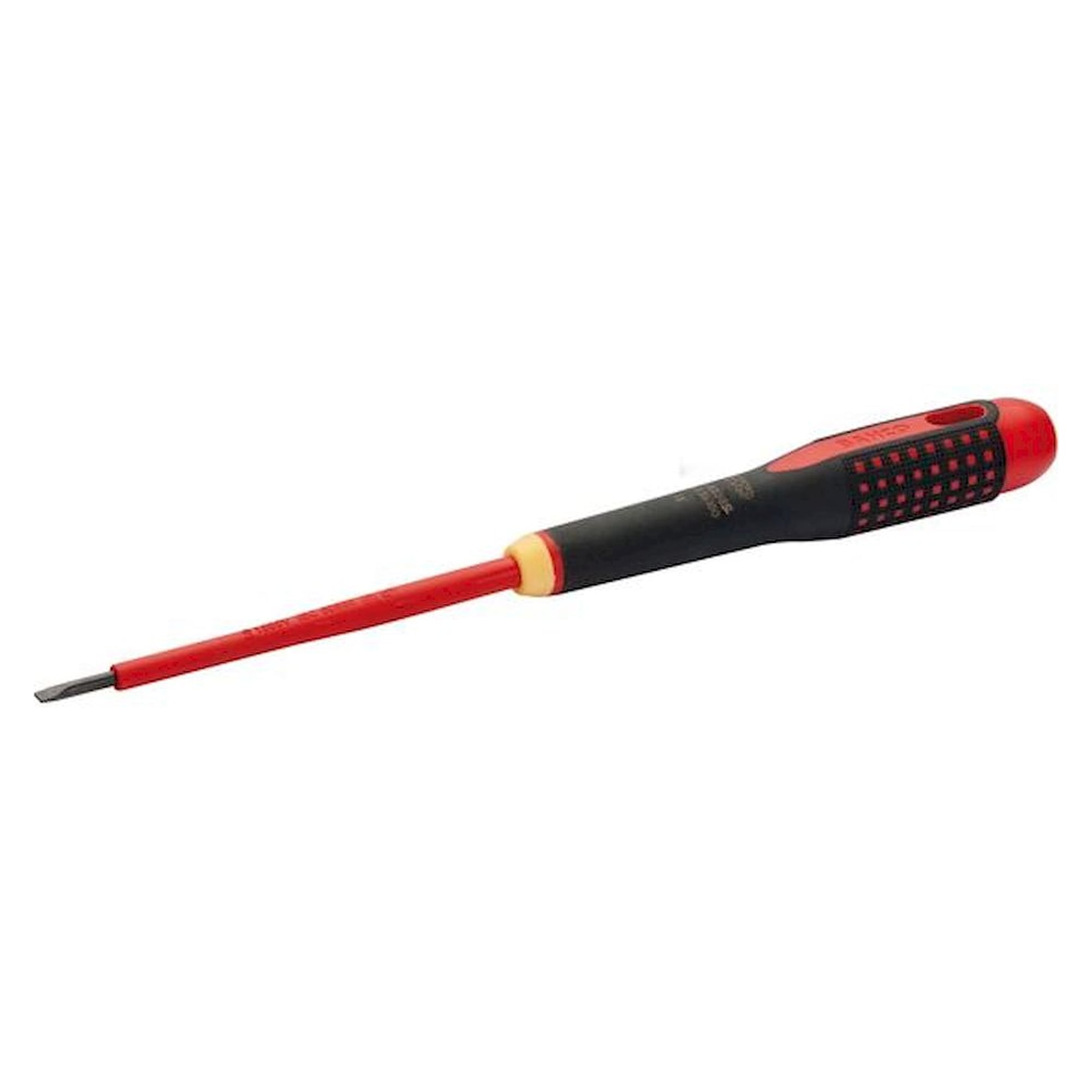Bahco BE-8040SL. Ergo Isolierter Schraubendreher für Schlitzschrauben mit 3-Komponenten-Griff, VDE-zertifiziert, Slim-Klinge 0.8 mmx12 mmx200 mm
