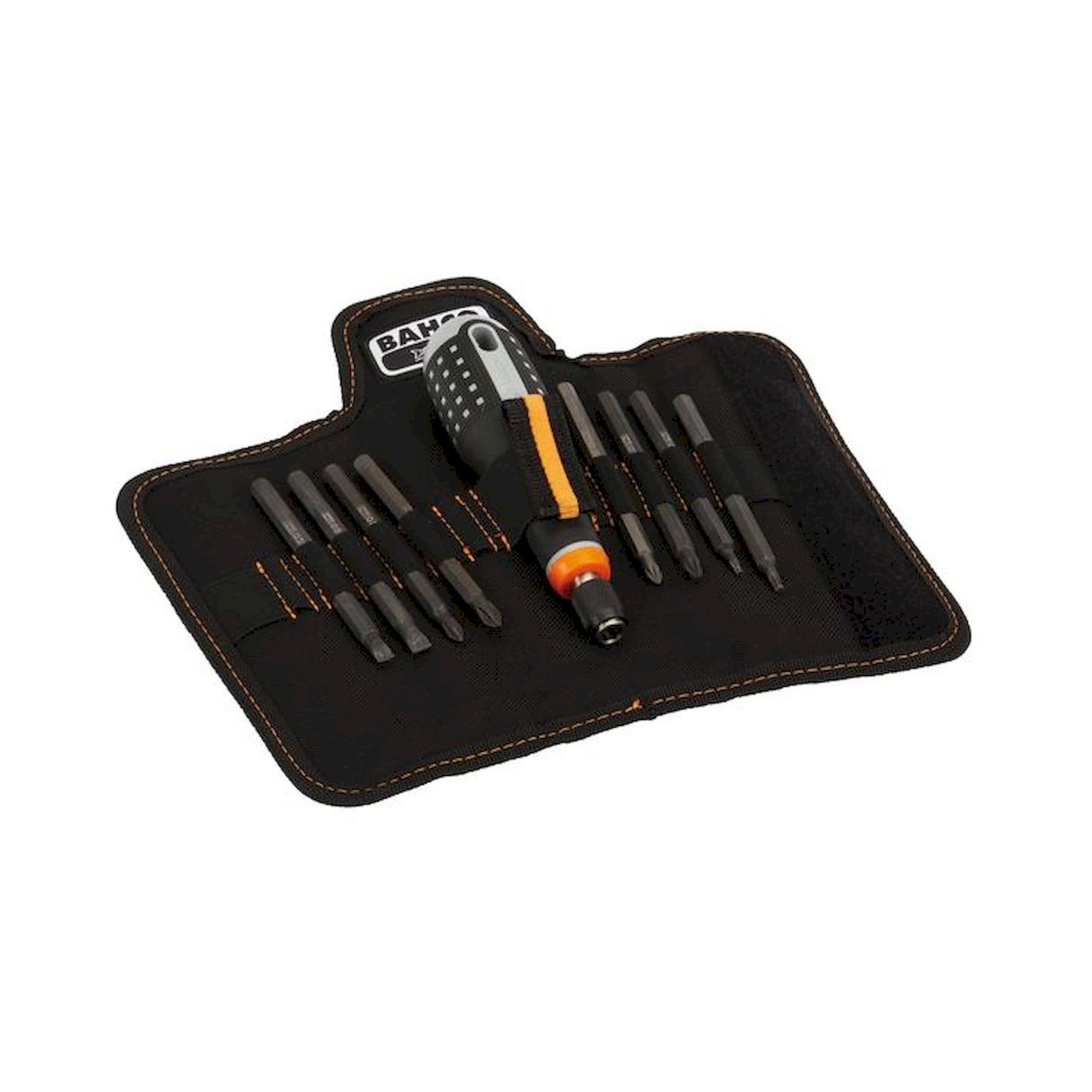 Bahco BE-8572. Ergo Screwdriver with rubber handle and interchangeable blades for slotted, Phillips and Torx screws in a set, 9 pieces