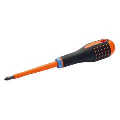 Bahco BE-8720S. Ergo-Screwdriver with three-component handle for slotted and Pozidriv screws, VDE insulated, 6 mm/PZ2