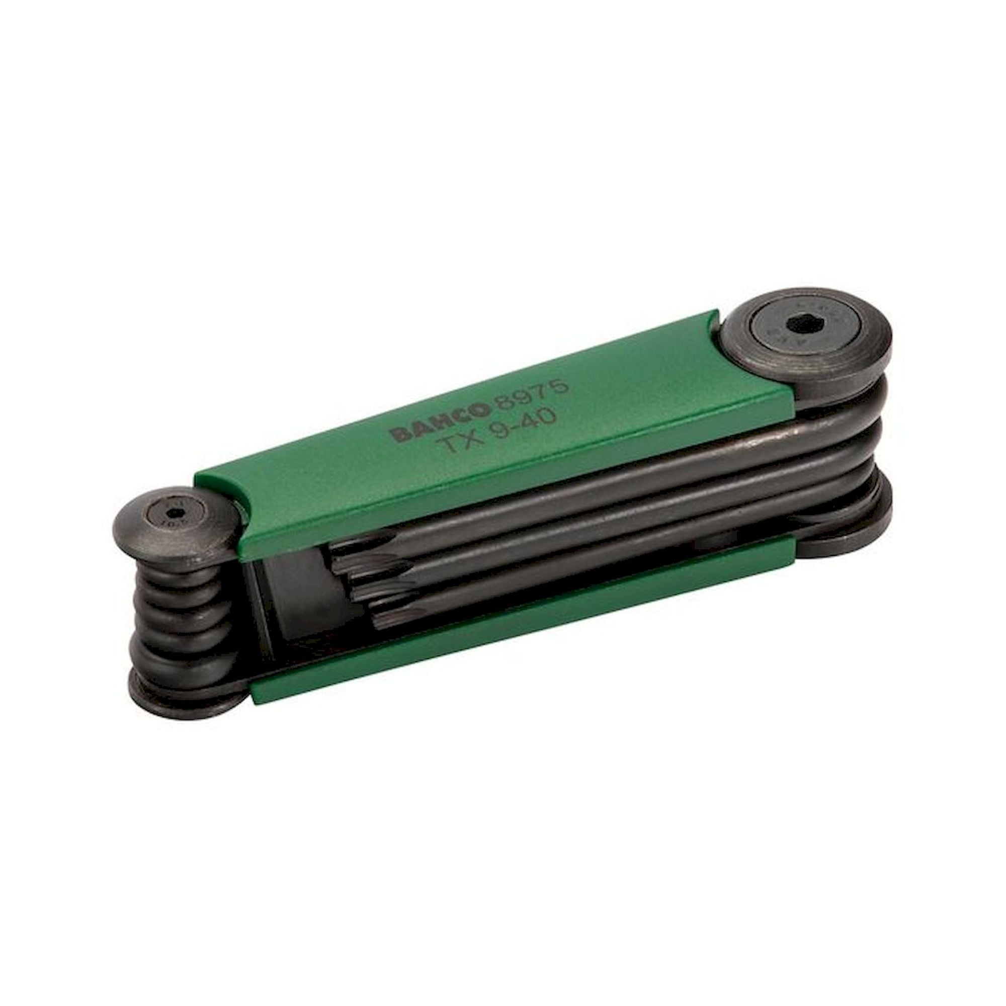 Bahco Be-8975. Jeu de tournevis coudés pour vis TORX®, dans un support en plastique, phosphaté, 8 pièces