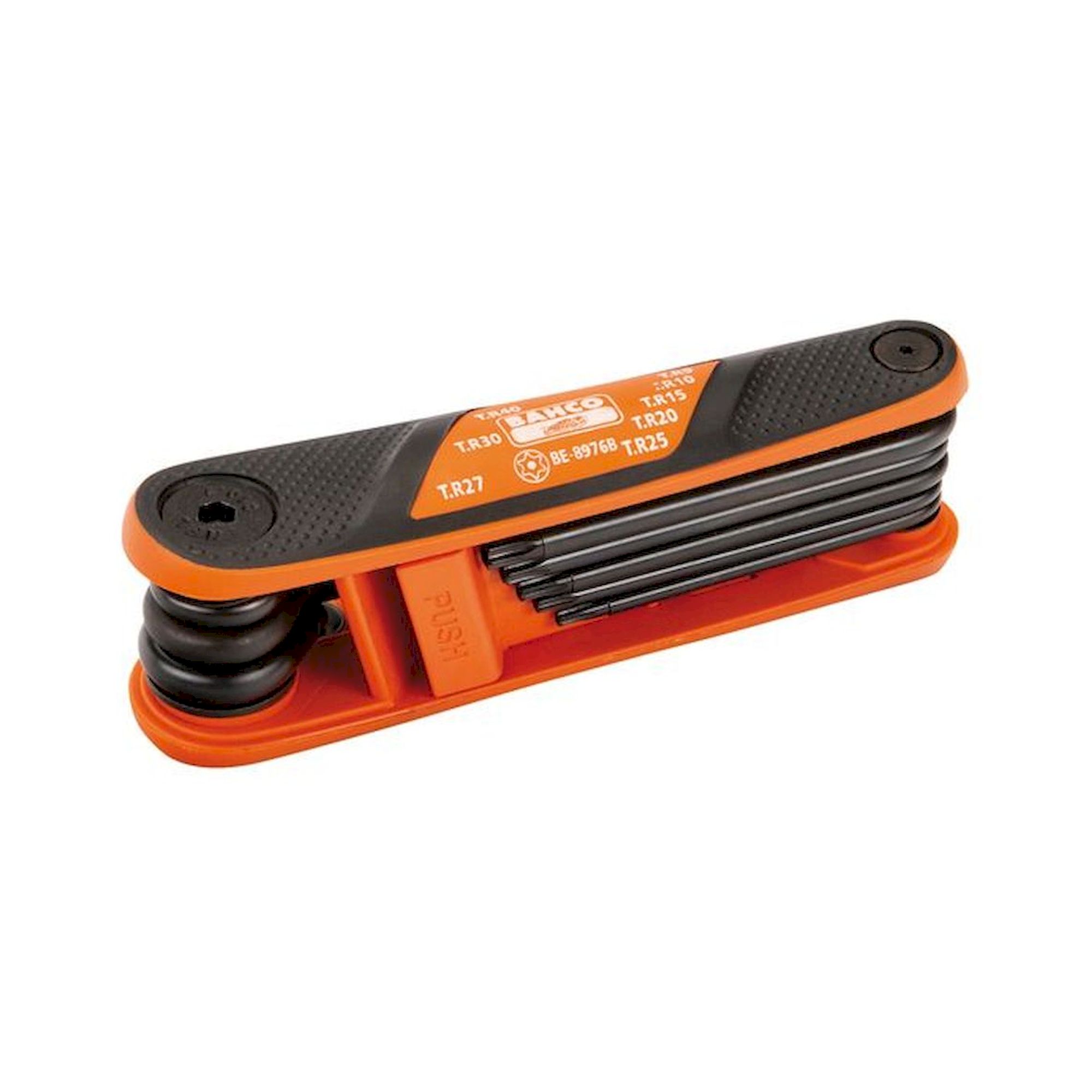 Bahco BE-8976B. Offset screwdriver set in plastic holder, metric, phosphated, with push button, 8 pieces
