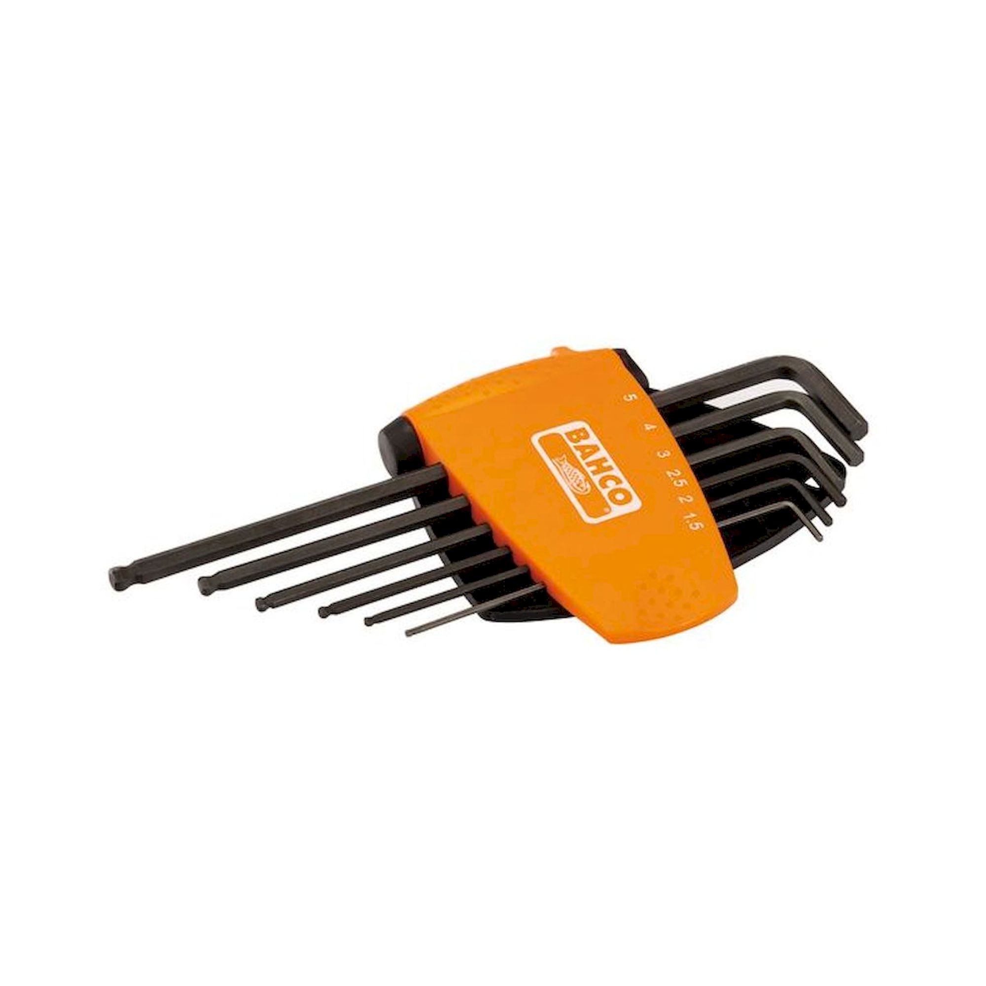 Bahco BE-9676. Offset screwdriver set with ball end, hexagon, phosphated, metric, long version, 6 pieces