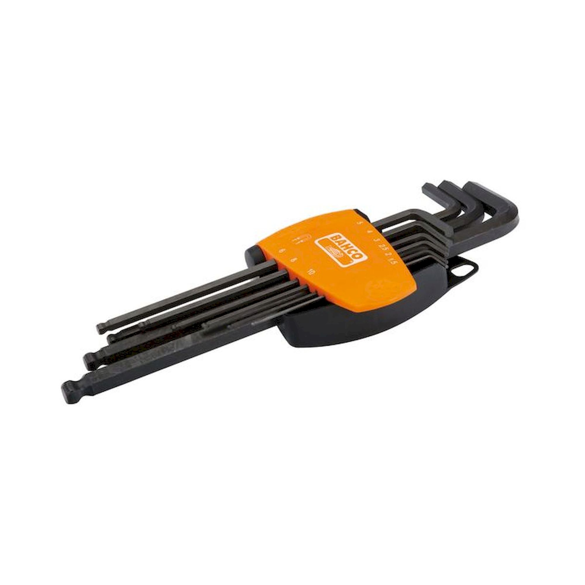 Bahco BE-9688. Offset screwdriver set, hexagon with ball end, long version, plastic holder with magnetiser, 9 pieces