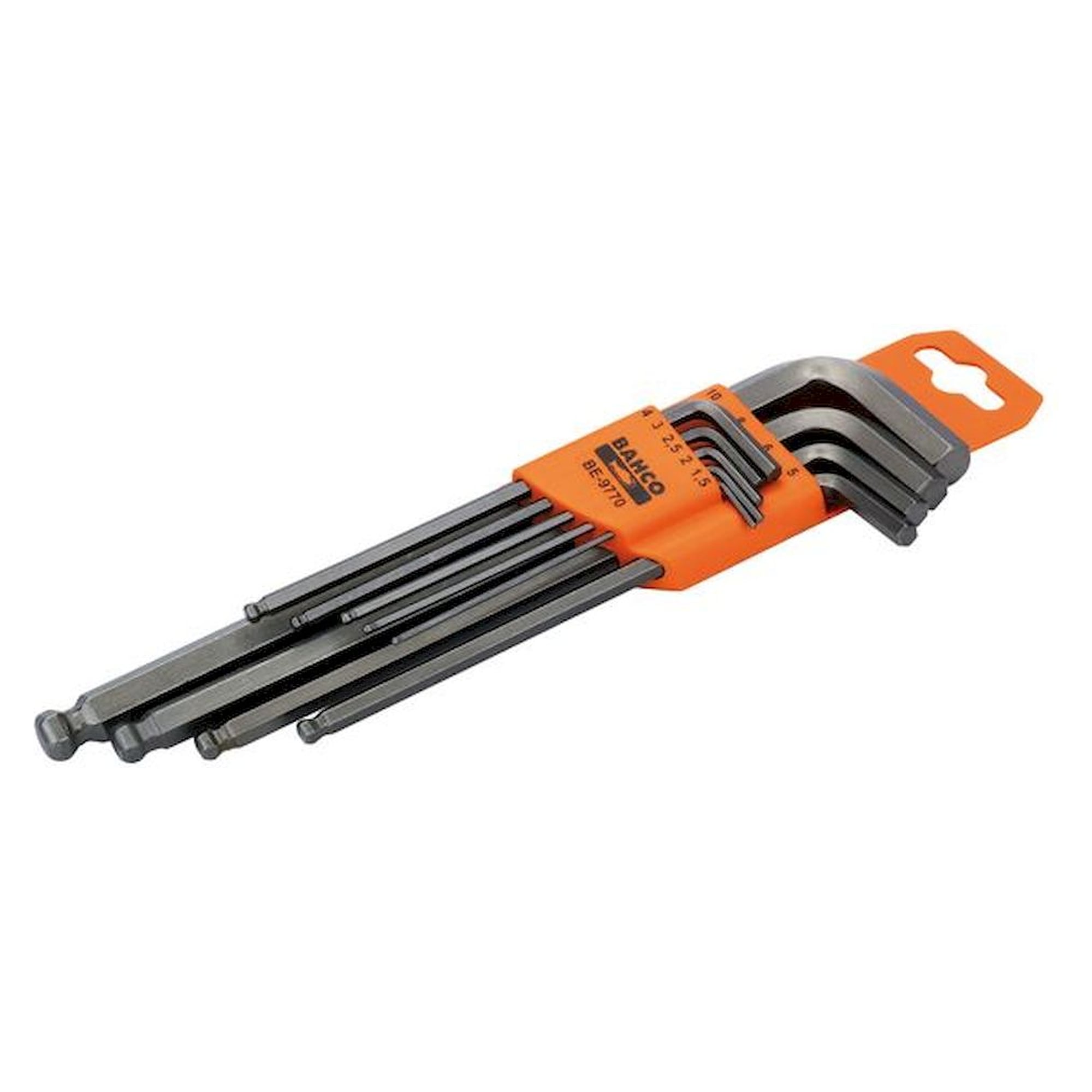 Bahco BE-9770. Offset screwdriver set, metric, with ball end, hexagon, burnished, 1.5 mm-10 mm, 9 pieces