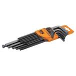 Bahco BE-9785. Offset screwdriver, inch, long version with ball end, burnished, 13 pieces