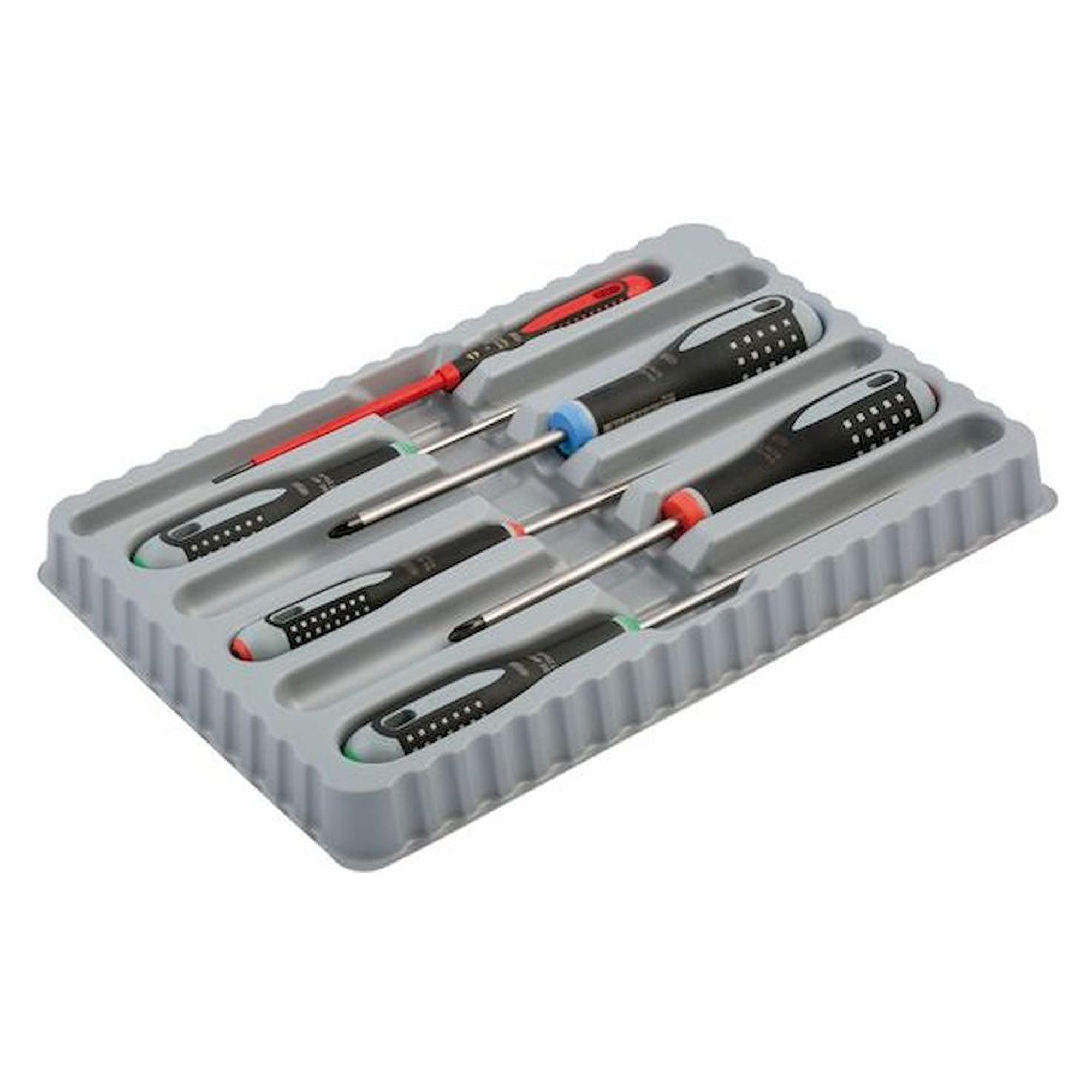 Bahco BE-9871. Ergo Screwdriver set for slotted, Phillips, Pozidriv and Torx screws with rubber handle, 6 pieces