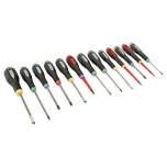 Bahco BE-9875. Ergo Screwdriver set for slotted, Phillips, Pozidriv and Torx screws with rubber handle, 13 pieces