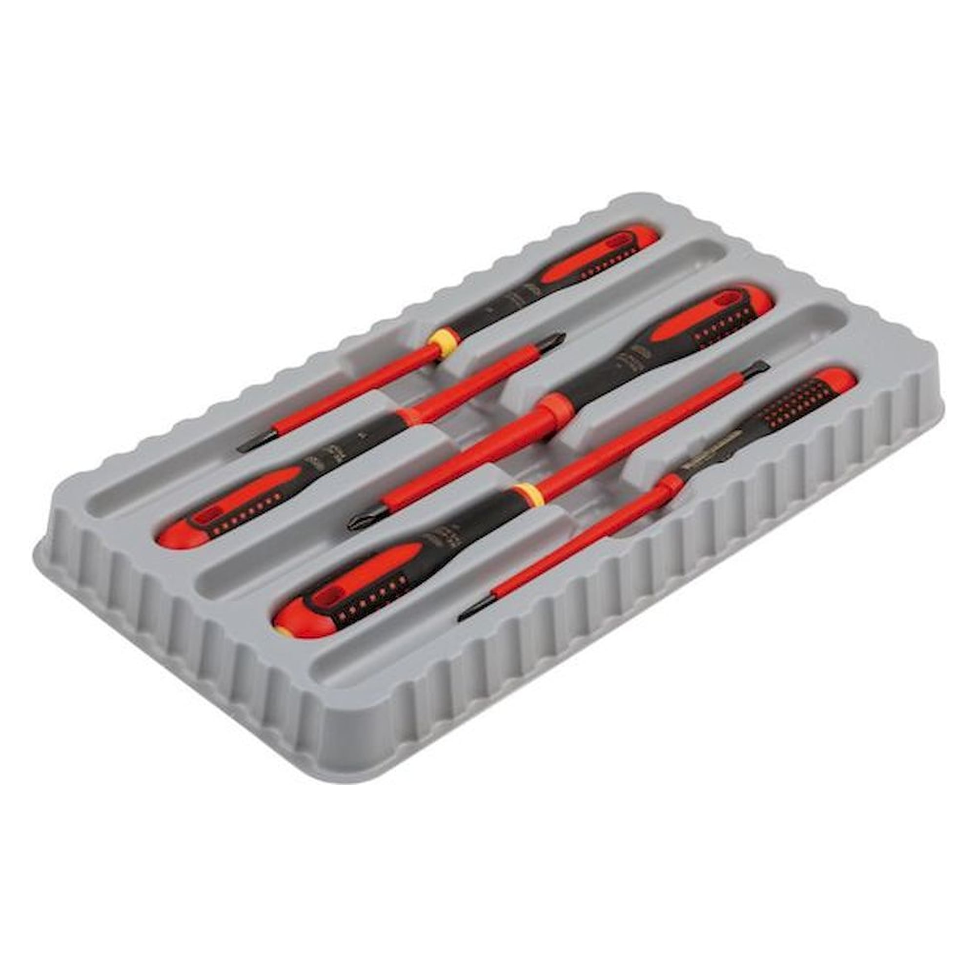 Bahco BE-9881S. ERGO™ Isolierter Schraubendreher-Satz für Schlitz- und Phillips-Schrauben mit 3-Komponenten-Griff, VDE-zertifiziert, 5-teilig