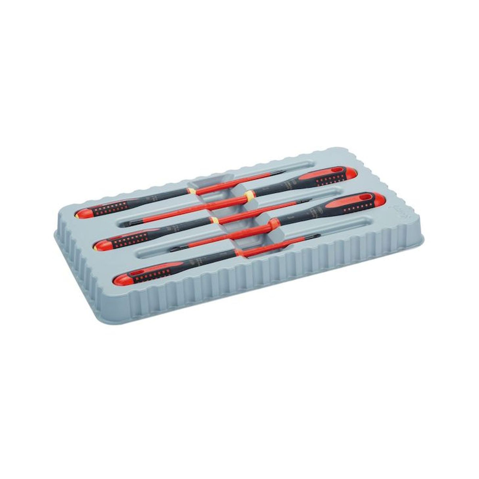 Bahco BE-9881SL. ERGO™ Isolierter Schraubendreher-Satz für Schlitz- und Phillips-Schrauben mit 3-Komponenten-Griff, VDE-zertifiziert, Slim-Klinge, 5-teilig
