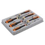 Bahco BE-9881TB. Ergo Screwdriver set for slotted, Phillips and hexagon screws with full-length blade and impact-resistant handle, 6 pieces