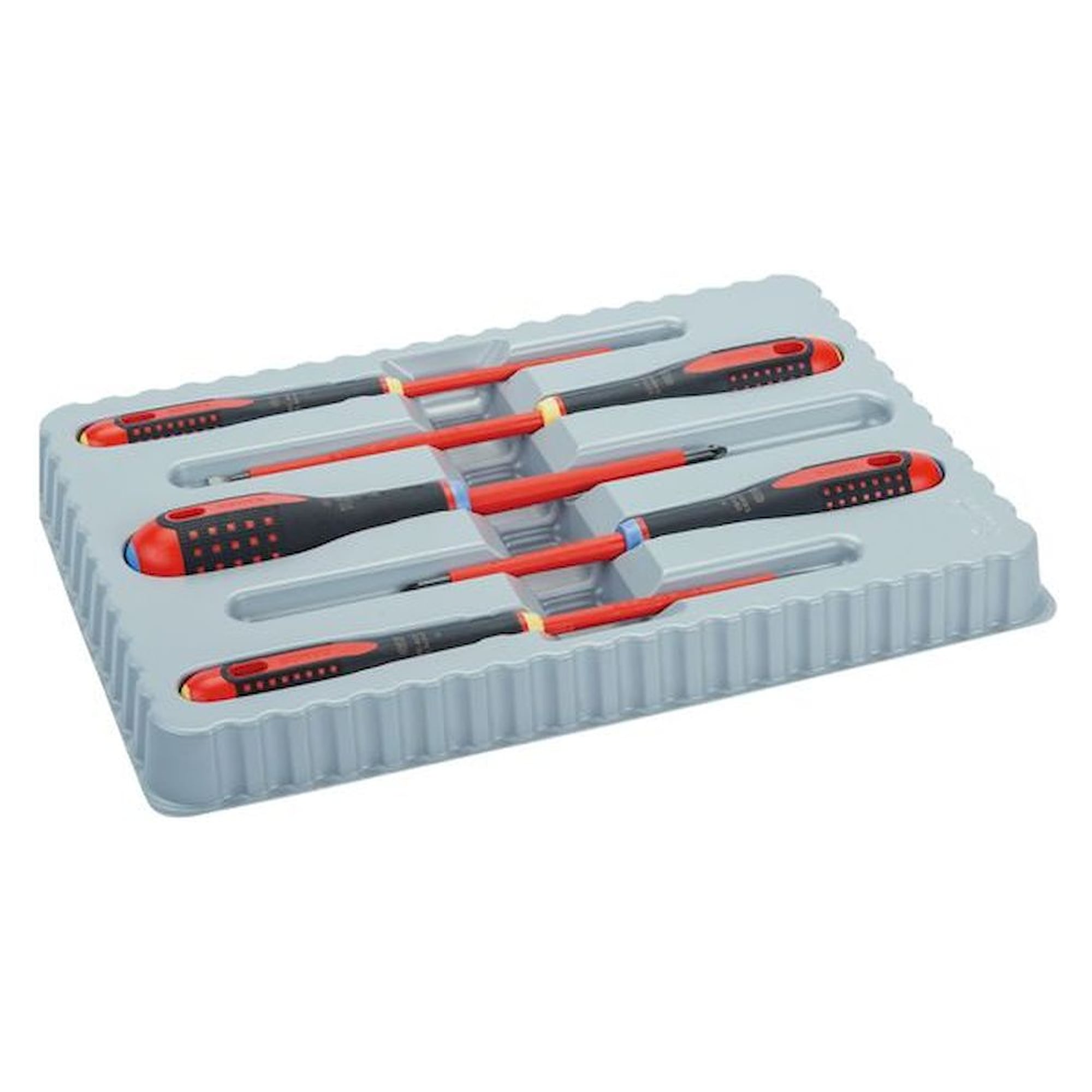Bahco BE-9882S. Ergo Insulated screwdriver set for slotted and Pozidriv screws with 3-component handle, VDE-certified, 5 pieces