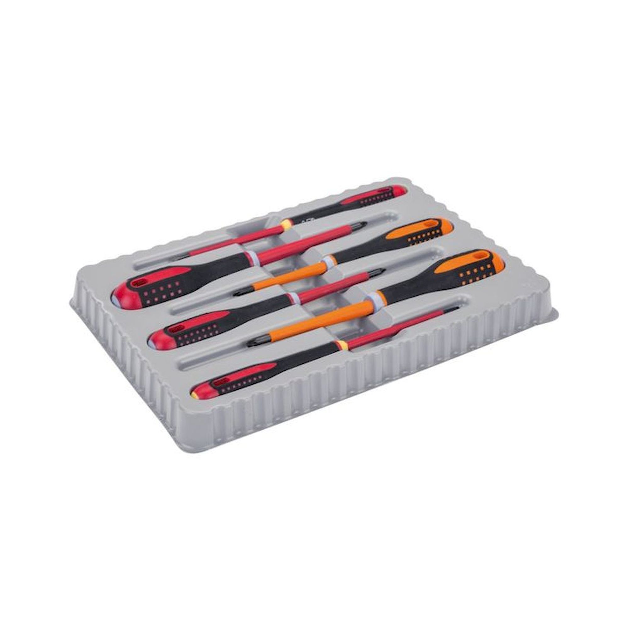 Bahco BE-9884S. Set of VDE-insulated Ergo screwdriver with 3-component handle for slotted and Pozidriv combination screws, 6 pieces