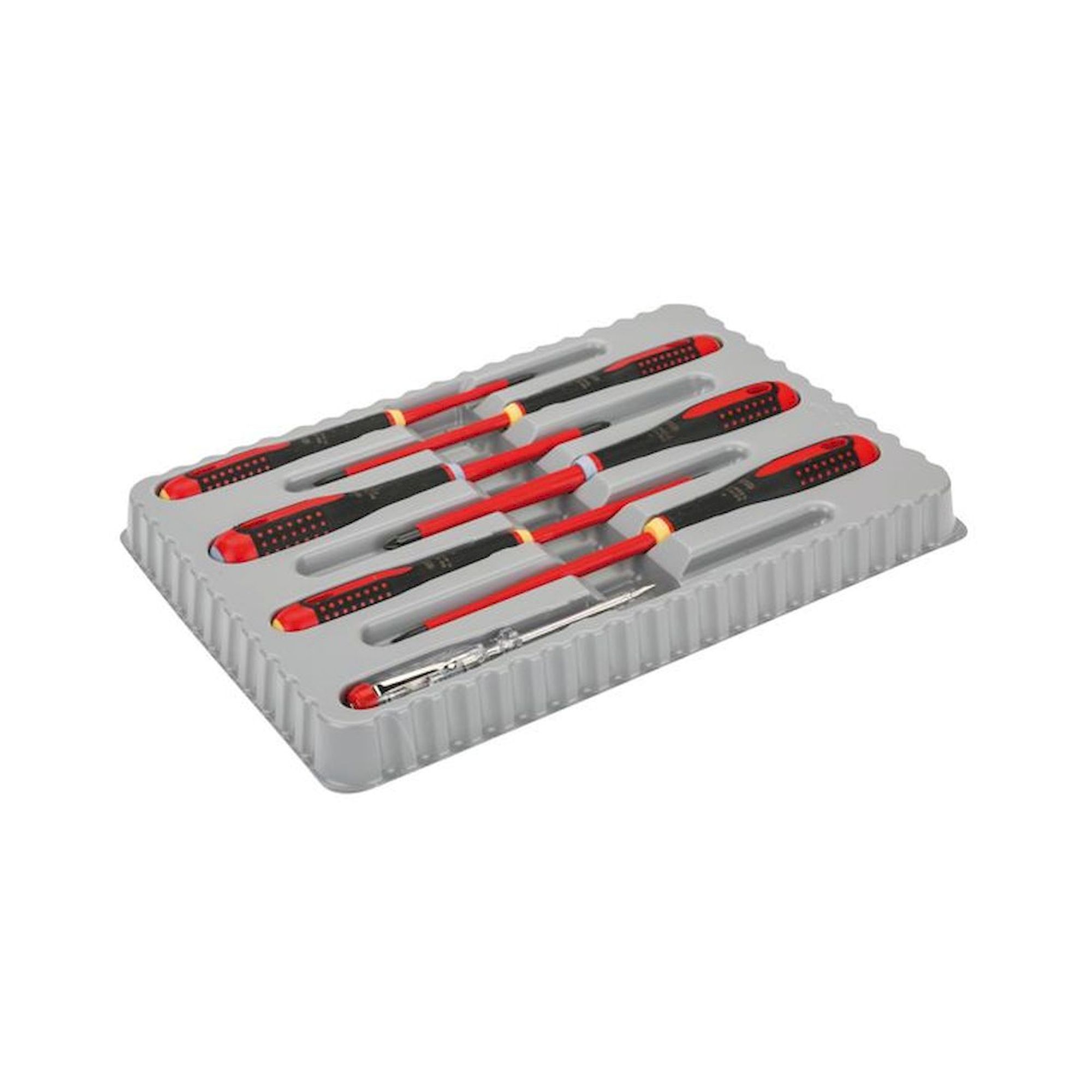 Bahco BE-9889S. Jeu de tournevis ERGO™ isolés selon VDE avec manche à 3 composants pour vis à fente et vis Pozidriv, 7 pièces