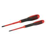Bahco BE-9891SL. Set of VDE-insulated, slim Ergo screwdriver with 3-component handle for Phillips screws, 2 pieces