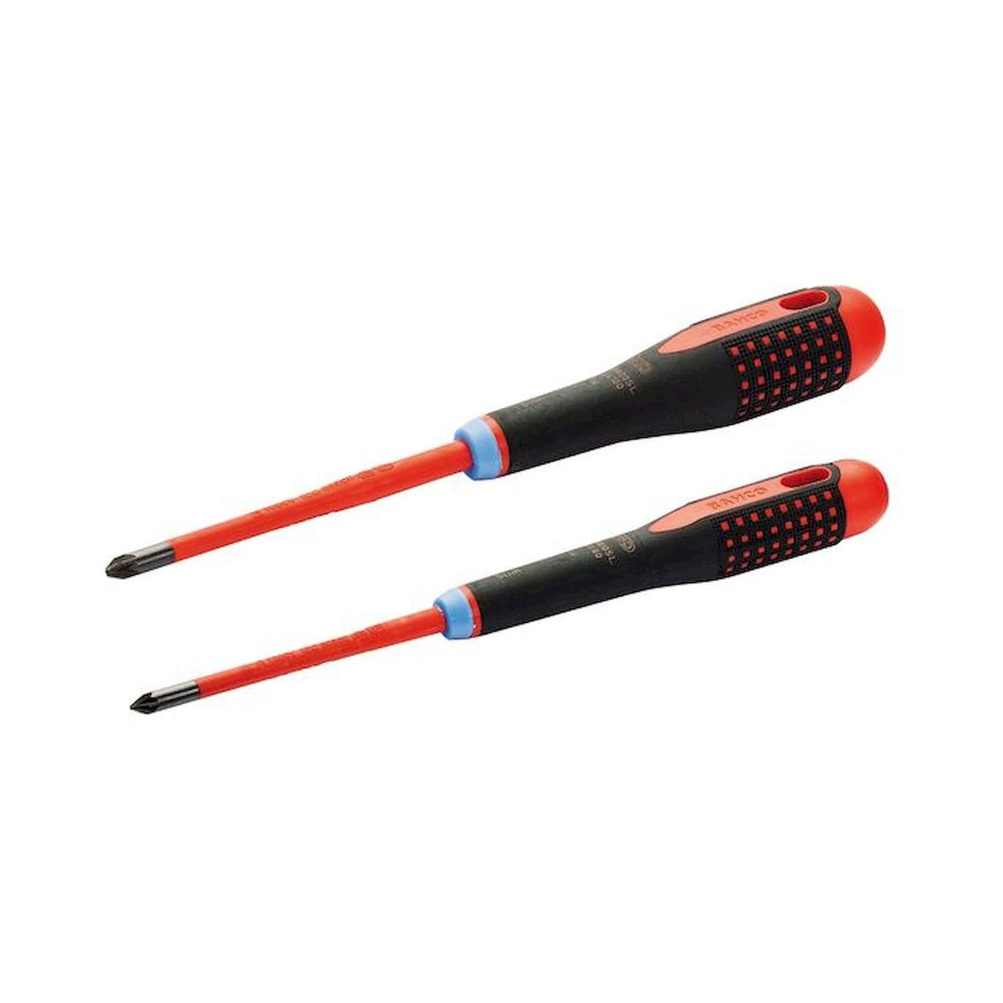 Bahco BE-9894SL. Satz gemäß VDE isolierte, schlanke ERGO™-Schraubendreher mit 3-Komponenten-Griff für Pozidriv Schrauben, 2-teilig