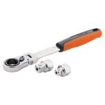 Bahco S140T-R. Through-hole ratchet set with hexagon to square connection parts, 3-piece