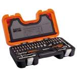 Bahco S460. 1/4" socket wrench set, metric, hexagon, including screwdriver inserts, 46 pieces